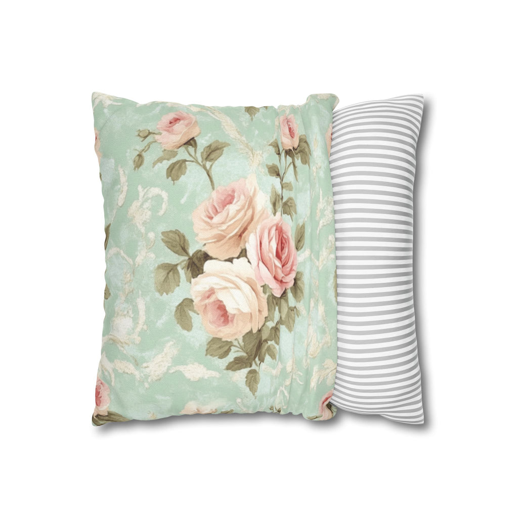 Vintage Pink Rose Pattern Pillowcase | Floral Throw Pillowcase