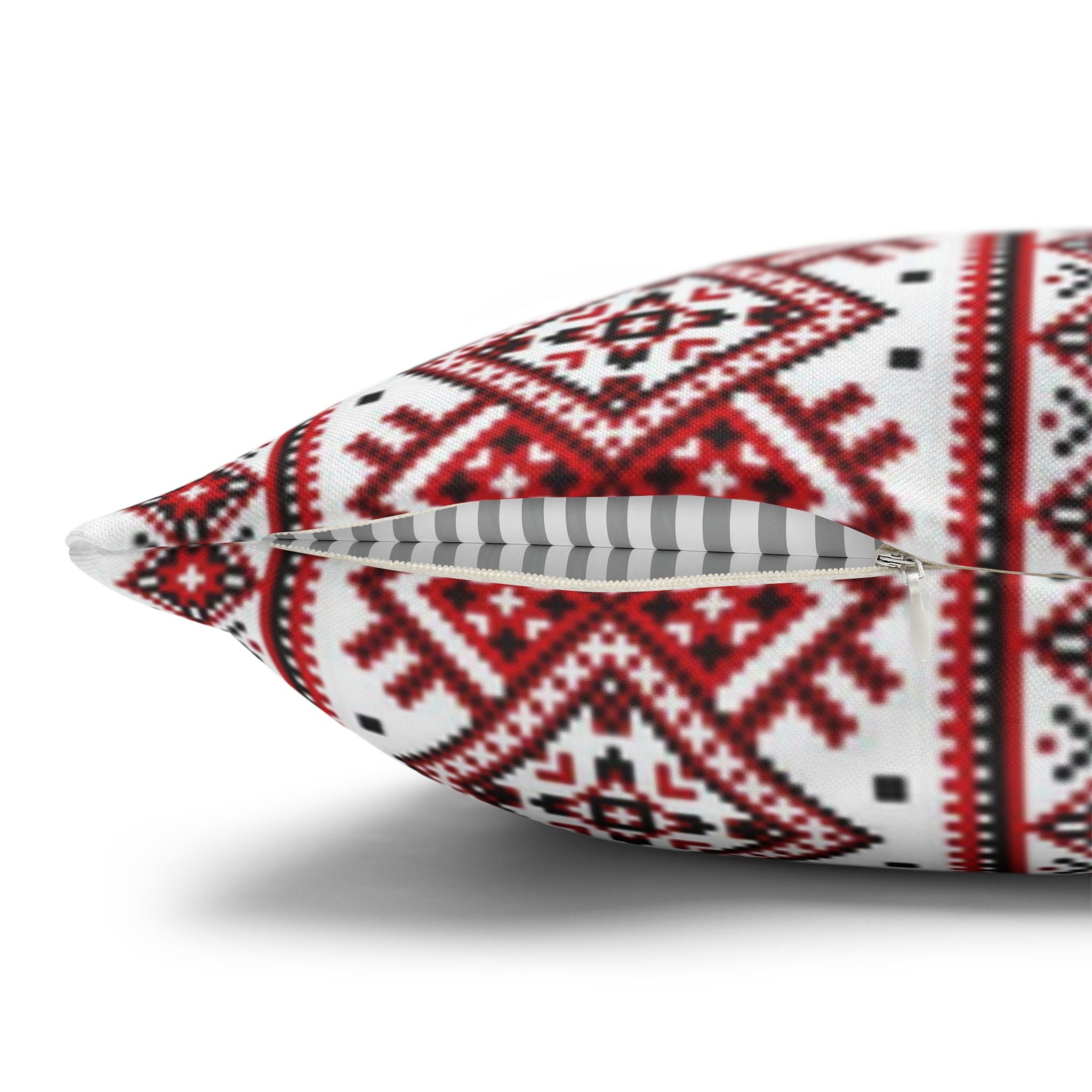 BLUESKYDEZIGN Ukrainian Traditional Pillow Cover - Red Black Folk Art