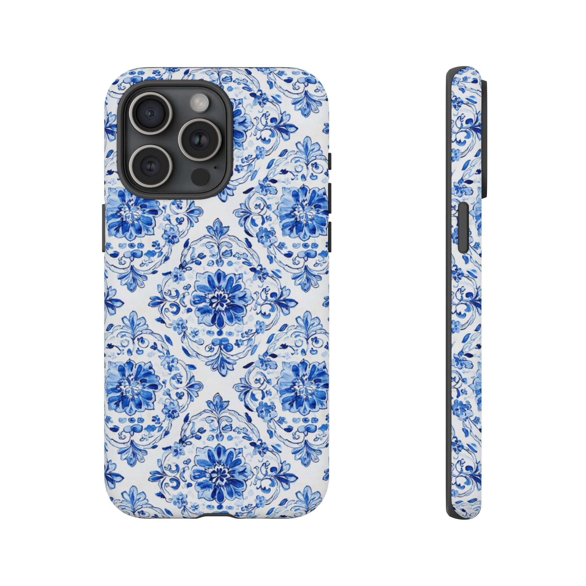 Blue Floral Tile Phone Case | Tough Case