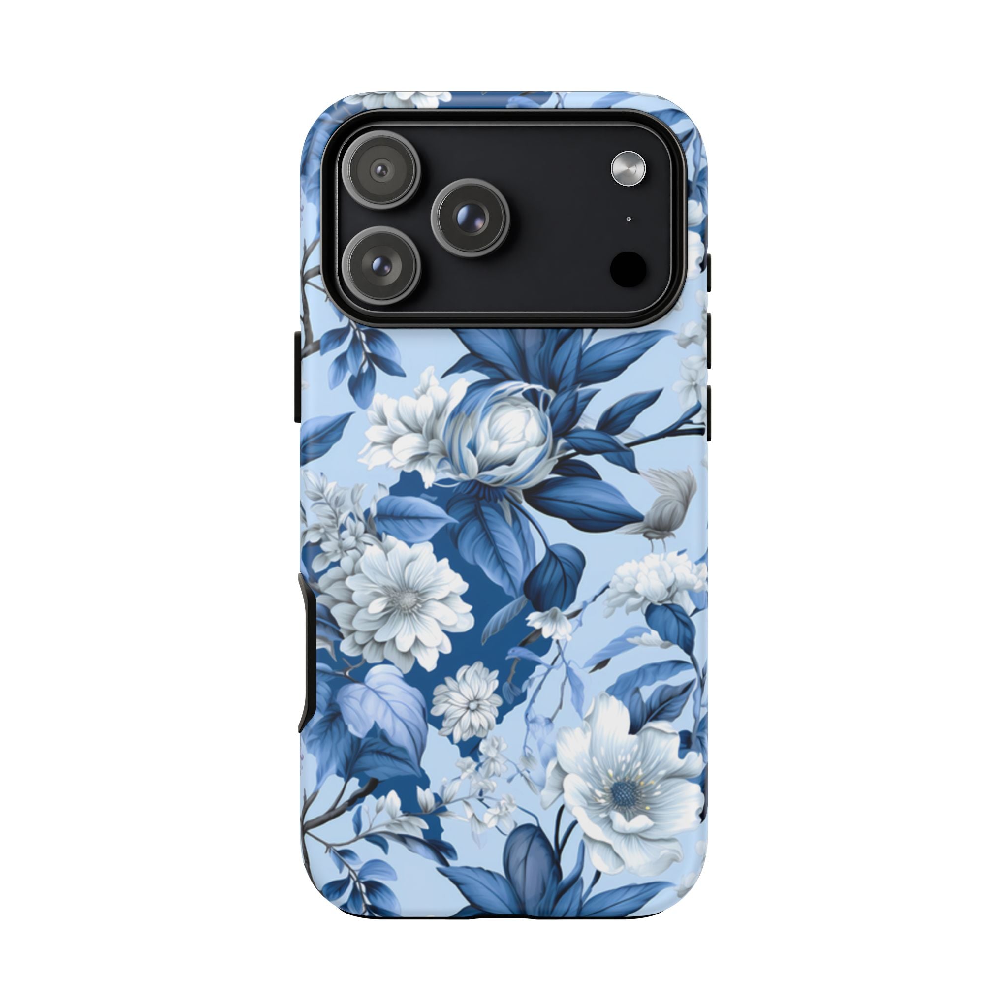 Blue Floral Watercolor Pattern Tough Case, Blue Rose Phone Case