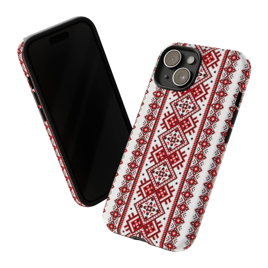 Ukrainian Embroidery iPhone Case  Red Black Traditional Pattern Protective Phone Cover, Gift idea
