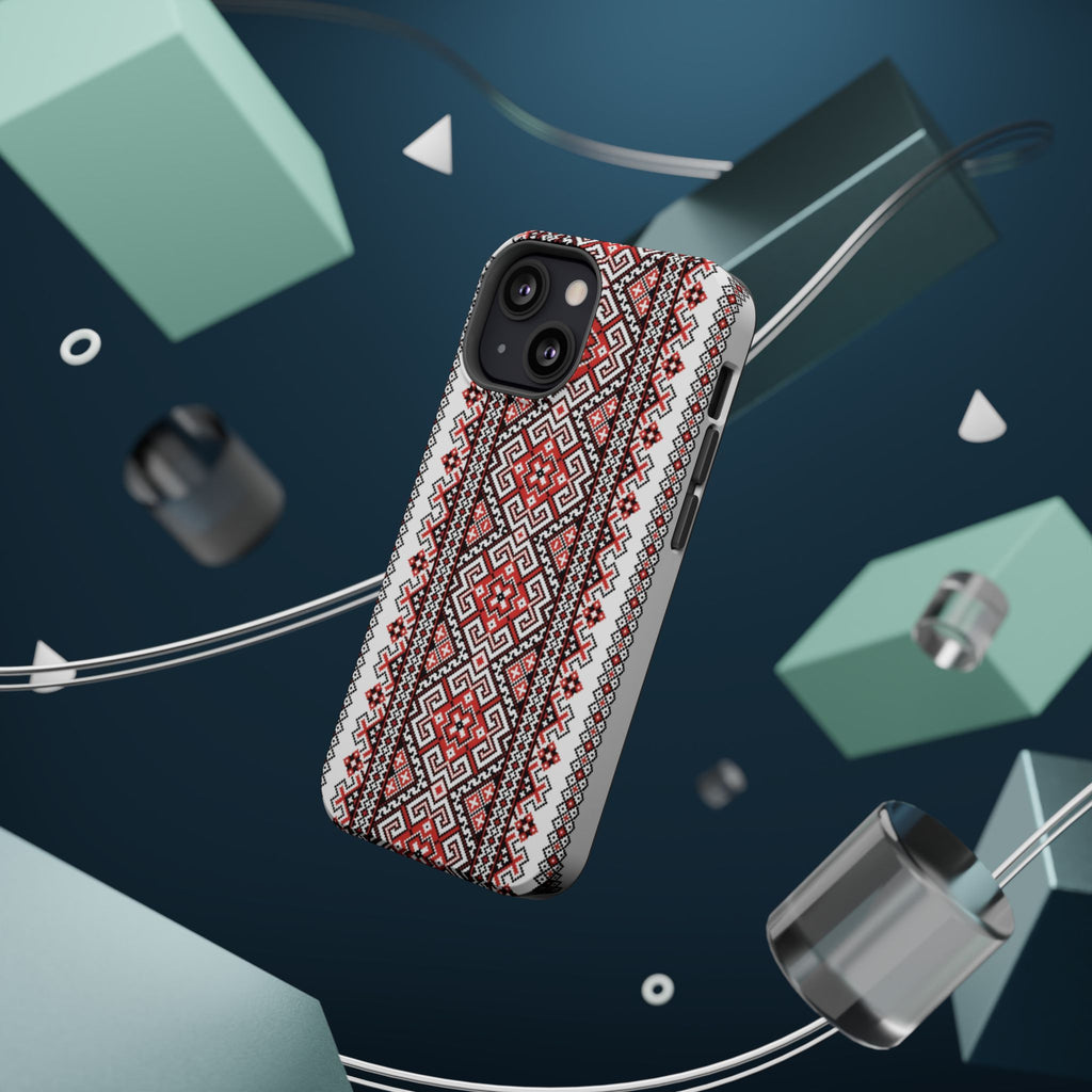 Traditional Ukrainian Red-Black Pattern Phone Case | Magnetic Impact-Resistant Case