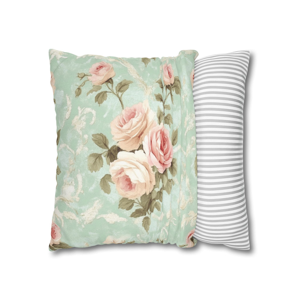 Vintage Pink Rose Pattern Pillowcase | Floral Throw Pillowcase