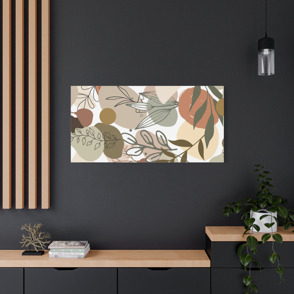 Abstract Modern Botanical Wall Art, Minimalist Line Art Canvas, Neutral Aesthetic Home Decor Print for Living Room or Bedroom, Matte Print, Stretched 1.25" Ready to Hang