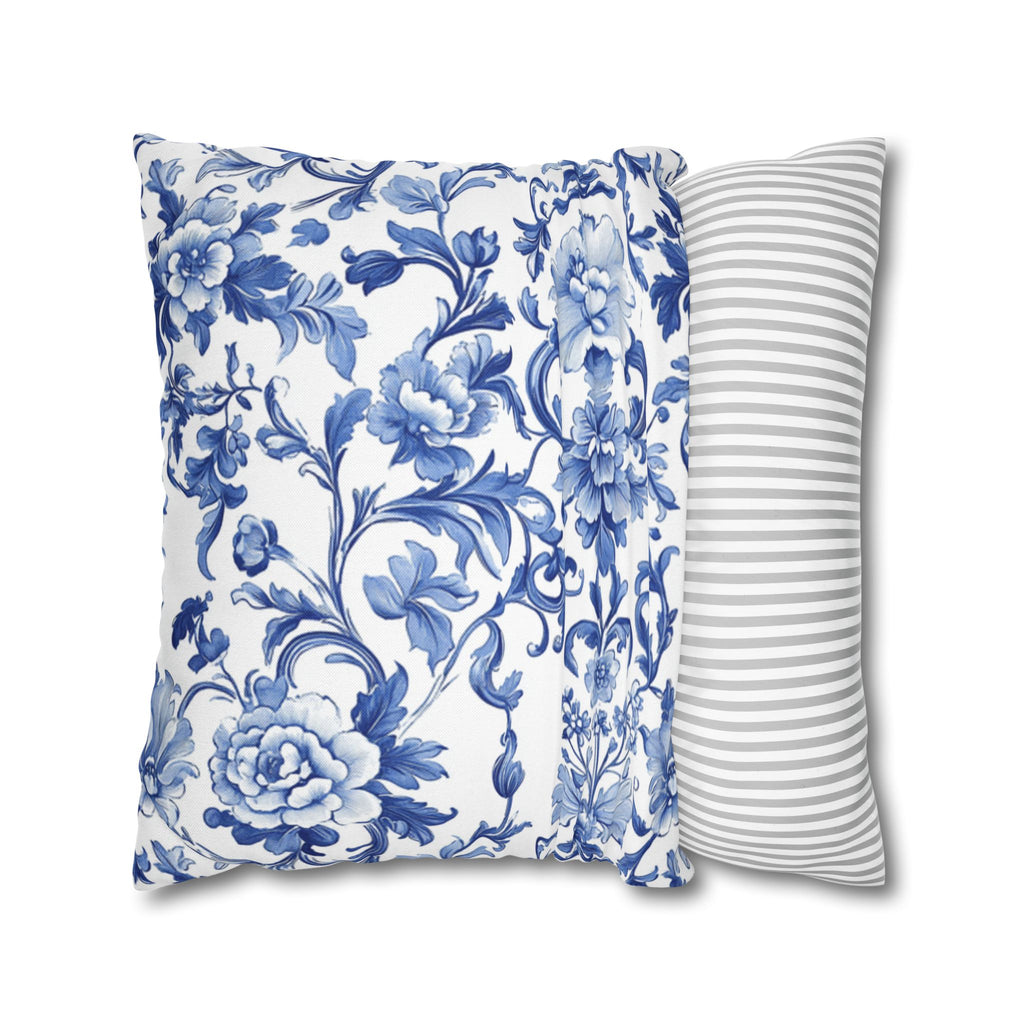 BLUESKYDEZIGN Blue Tie Dye Mandala Pillow Cover - Coastal Boho Decor