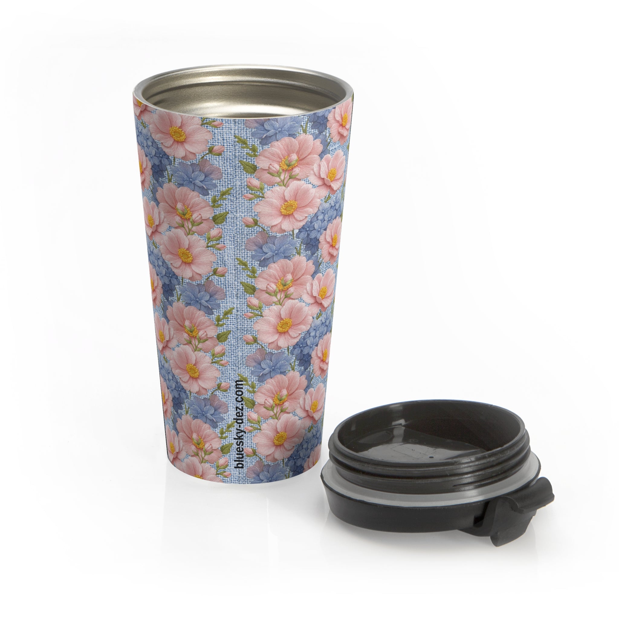 Blush Peony Floral Travel Mug | Soft Provence Insulated Stainless Tumbler