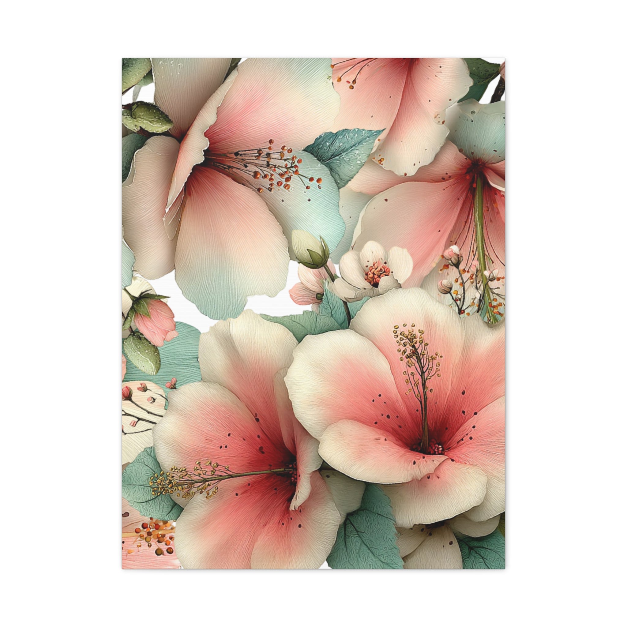 Pastel Floral Matte Canvas Wall Art, Soft Botanical Print, Modern Home Decor, Watercolor Flower Artwork, Stretched 1.25" Canvas