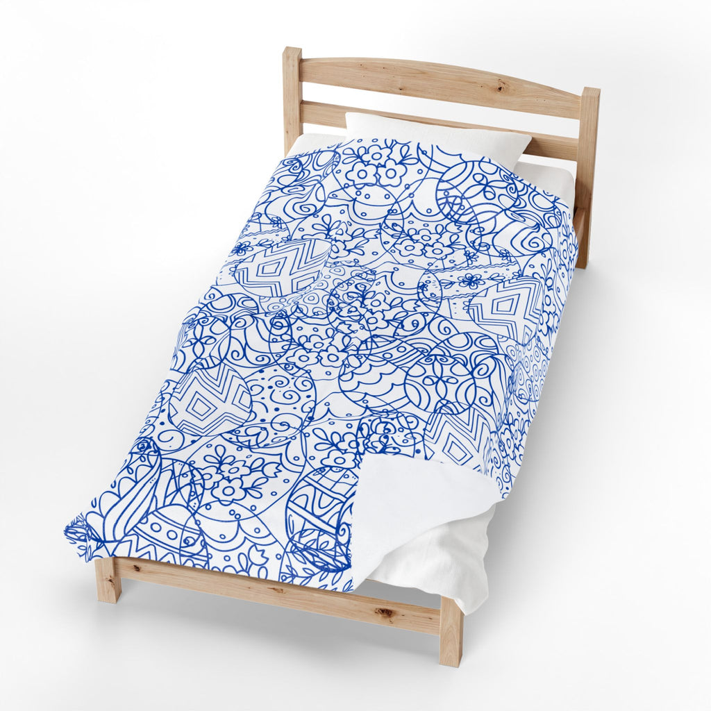 Toile de Jouy Easter Plush Blanket