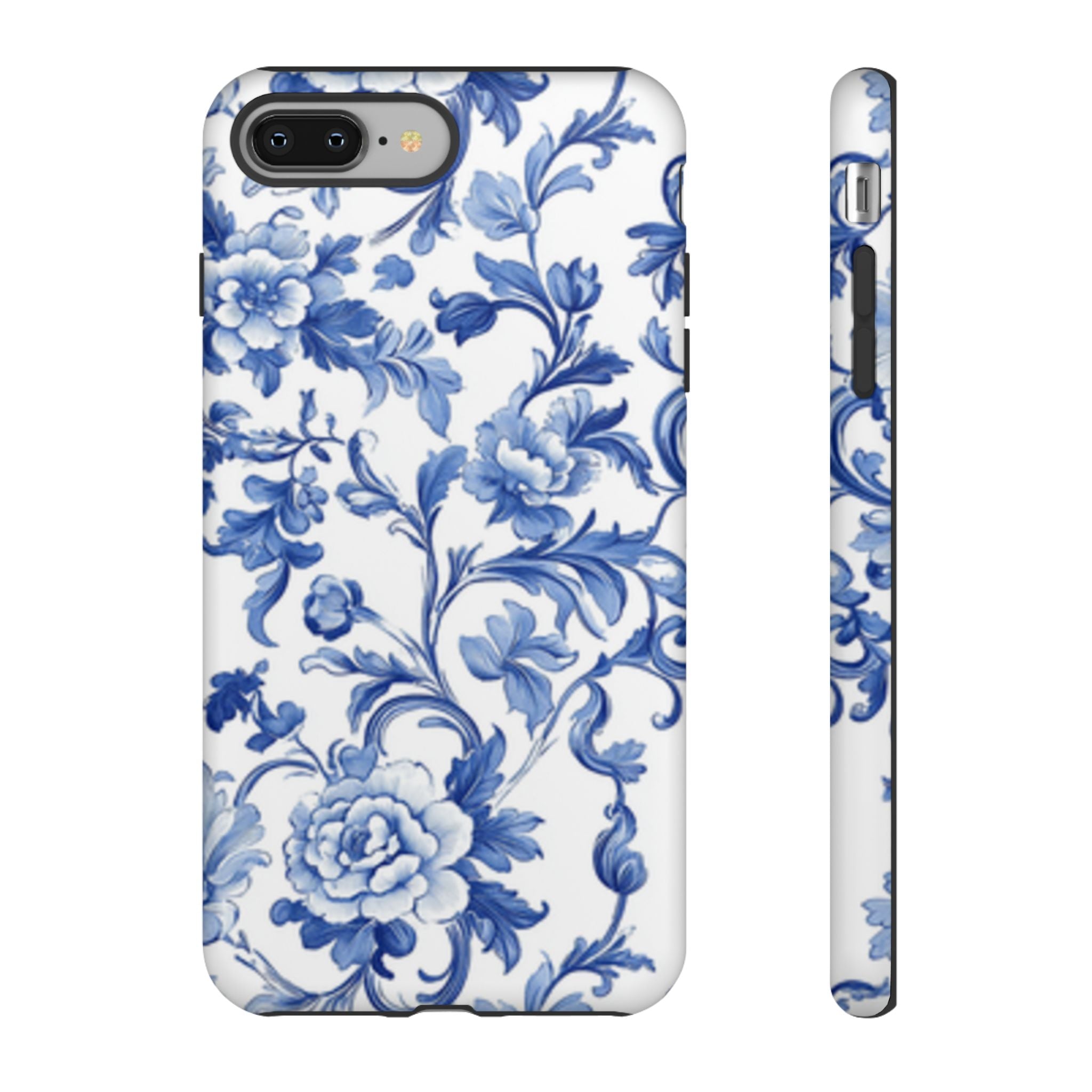 Blue Vintage Toile-inspired romantic Floral Phone Case, Tough Case, spring gift