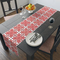 Mariia Red Table Runner | Ukrainian Folk Embroidery | Red & Black Geometric Dining Linen