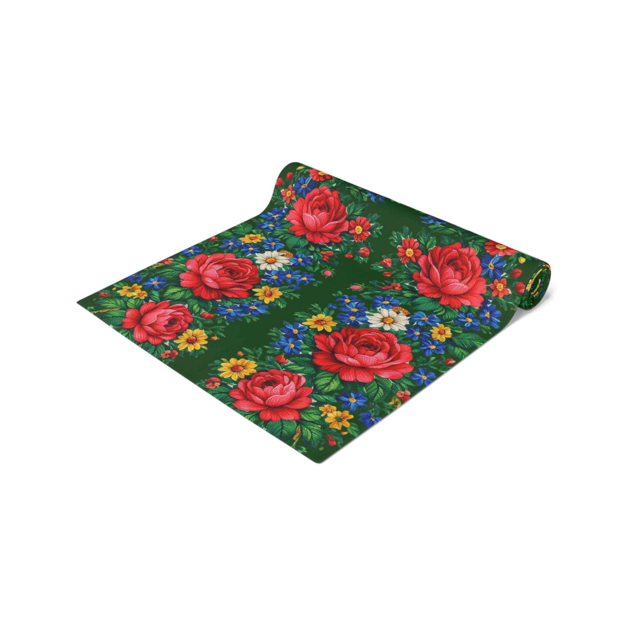 Rose Garden Table Runner | Cottagecore Floral Green Decor | Boho Dining & Kitchen Gift
