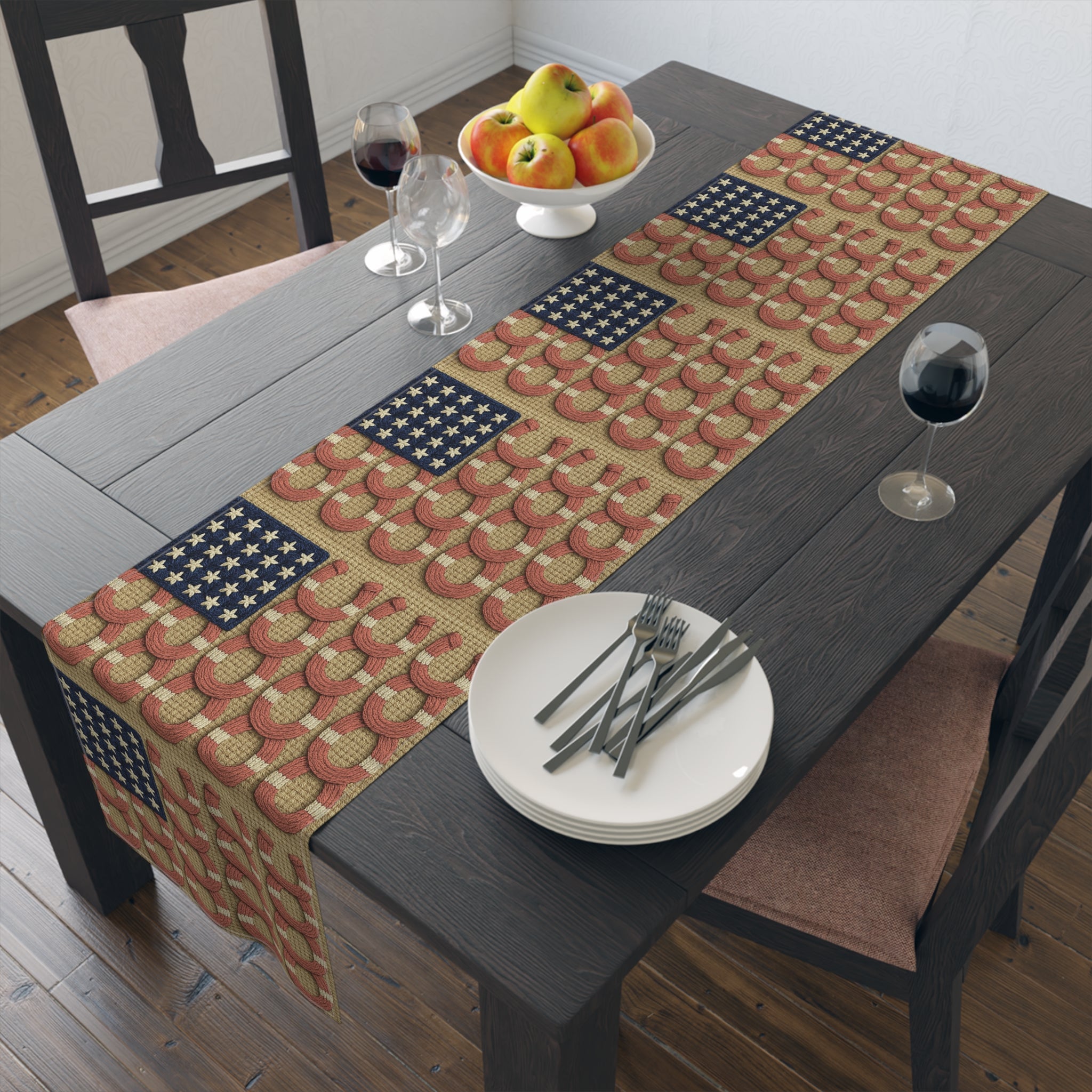 Rooted Knot Table Runner | Rustic Patriotic Farmhouse Decor | Cotton & Polyester