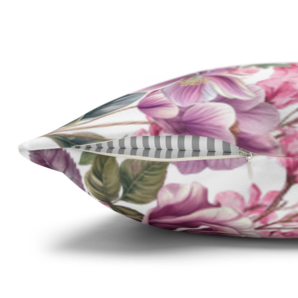 Spring Floral Pillowcase 1piece, Polyester Cushion Cover, Pink  Purple Flowers, Spring Home Decor