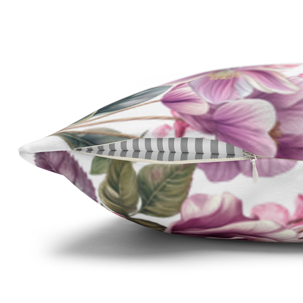 Spring Floral Pillowcase 1piece, Polyester Cushion Cover, Pink  Purple Flowers, Spring Home Decor