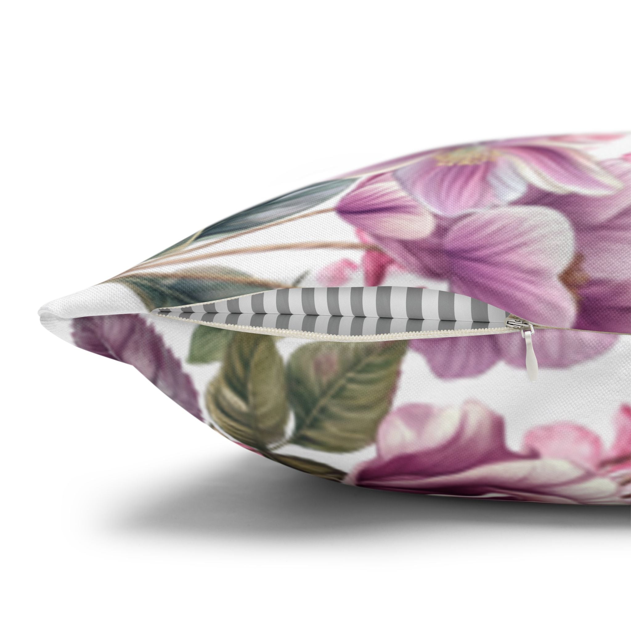Spring Floral Pillowcase 1piece, Polyester Cushion Cover, Pink  Purple Flowers, Spring Home Decor