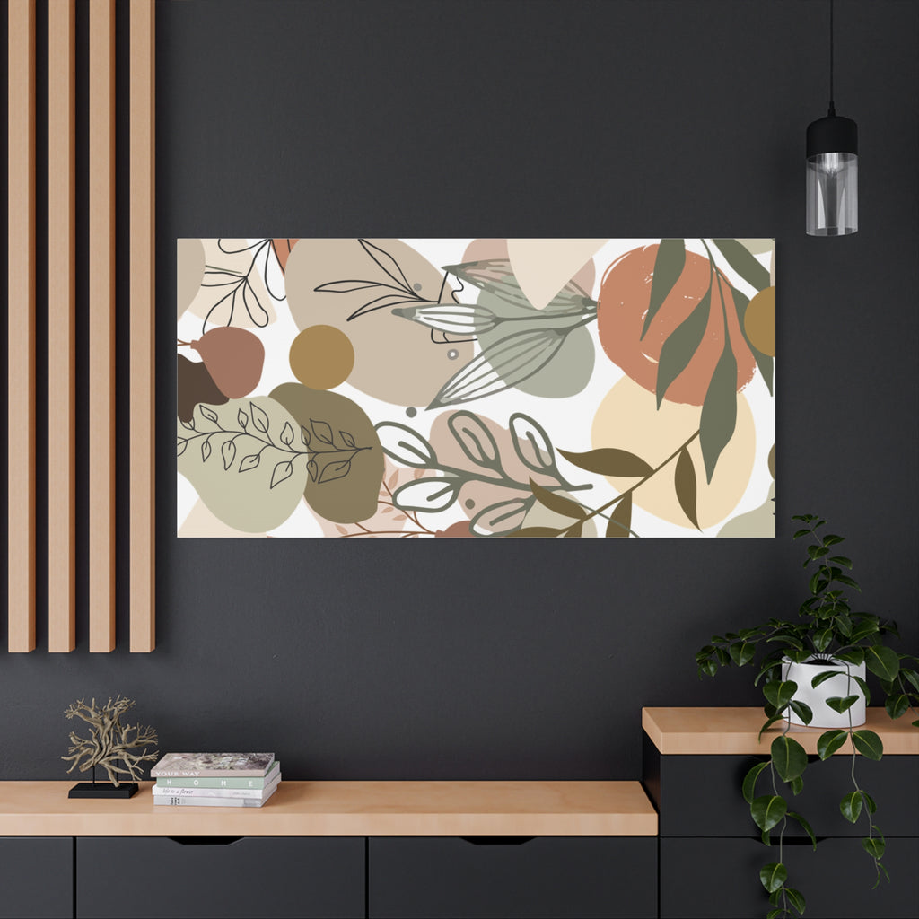 Abstract Modern Botanical Wall Art, Minimalist Line Art Canvas, Neutral Aesthetic Home Decor Print for Living Room or Bedroom, Matte Print, Stretched 1.25" Ready to Hang