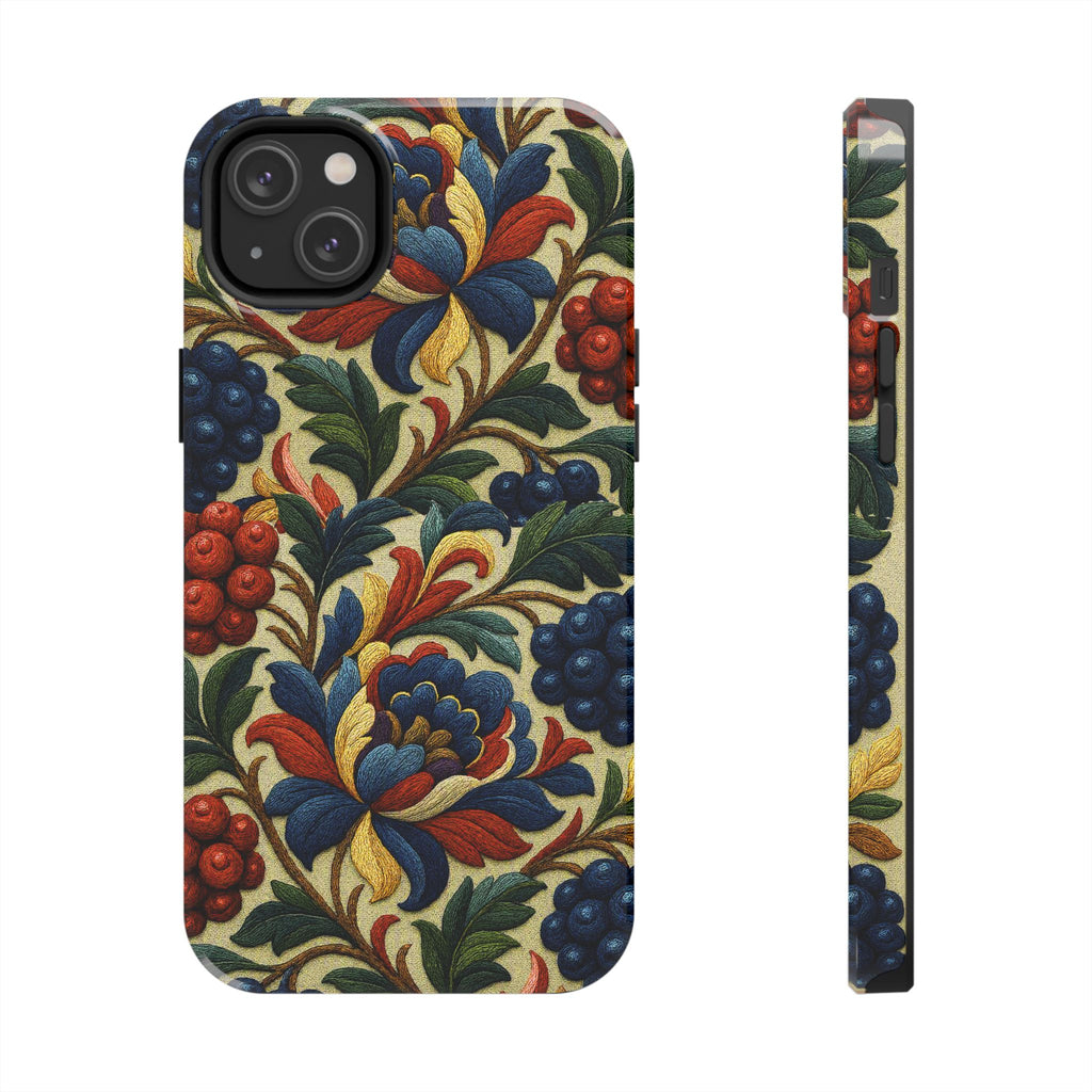 Petrykivka Bloom Phone Case | Vintage Floral Tough Phone Case | Embroidered Look William Morris Style Cover