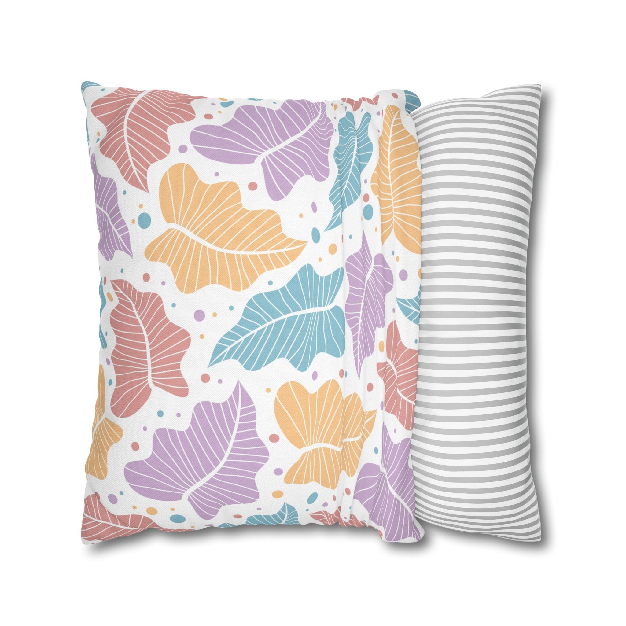 Pastel Leaf Pattern Pillowcase 1piece, Pillow Cover, gift for parents, Square Pillow Case, bedroom, housewarming, cottage core