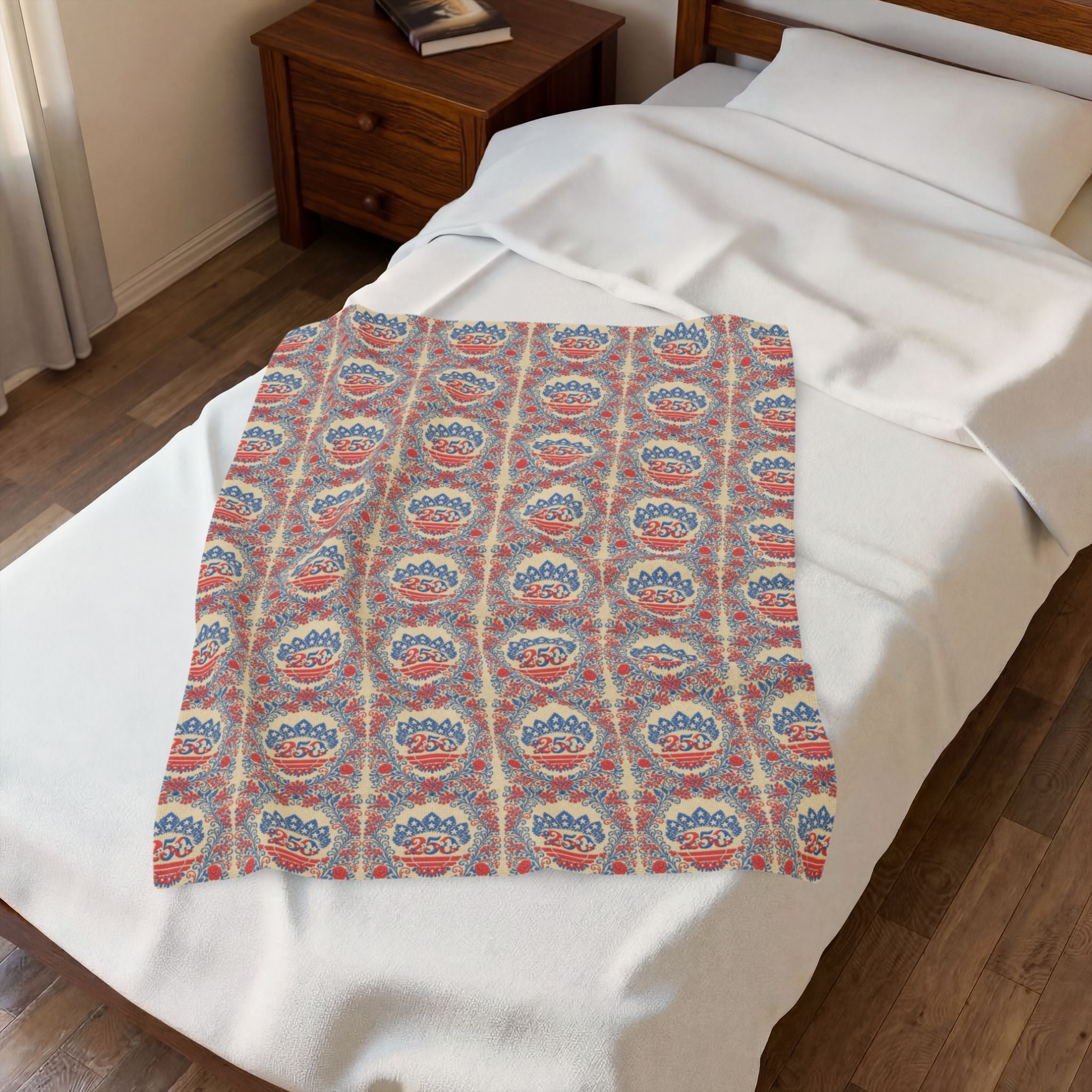 Freedom's Garden 250 – Patriotic Floral Plush Blanket | Vintage Americana Throw | 250th Anniversary