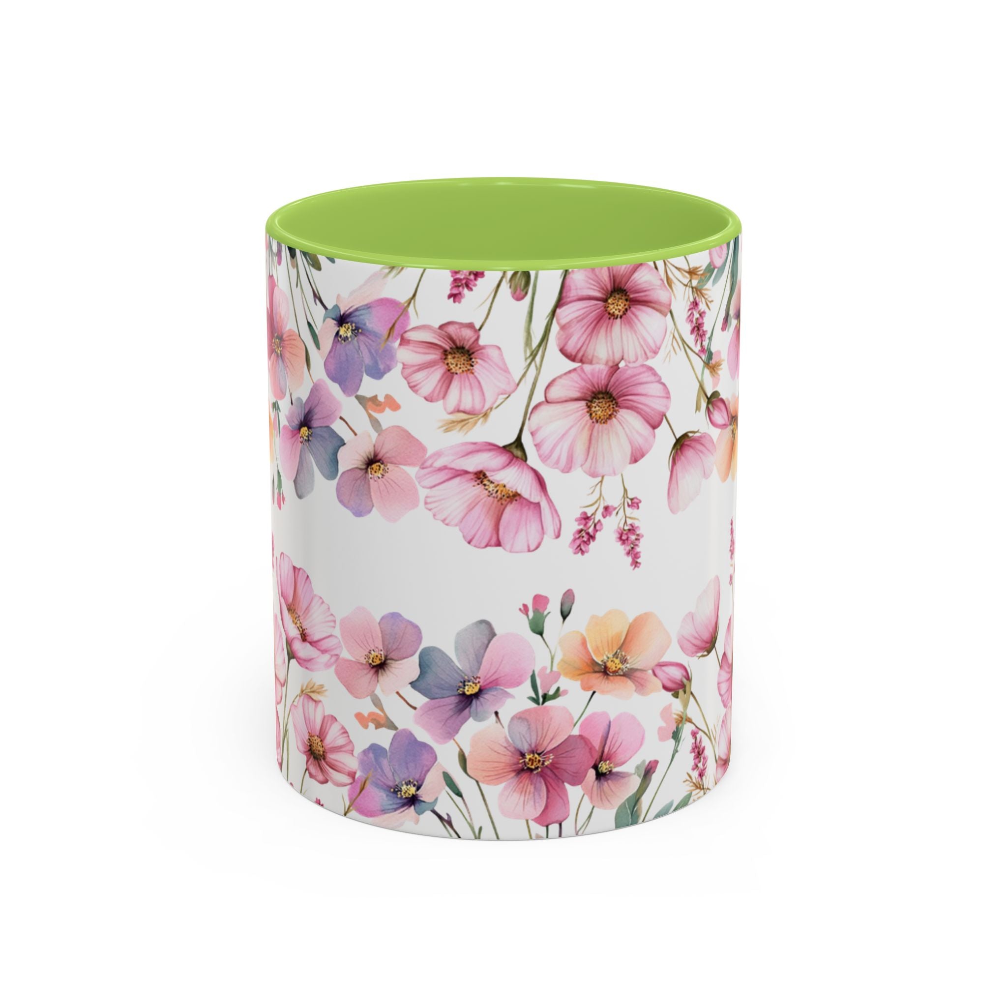 Watercolor Wildflower Accent Coffee Mug, Floral Field Flowers | 11oz 15oz