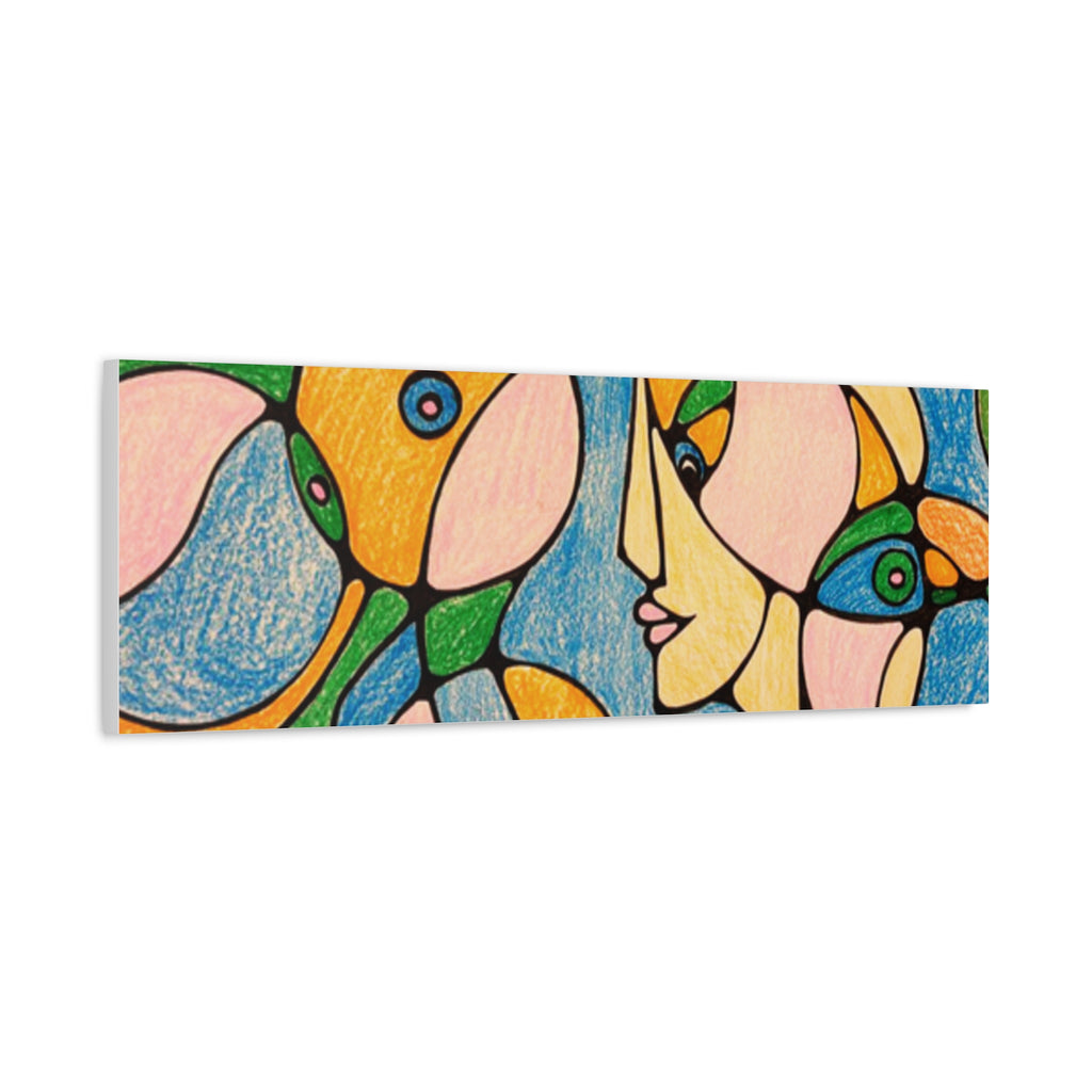Abstract Colorful Faces Canvas Art, Vibrant Modern Wall Decor, Surreal Cubist Style Matte Print, Stretched 1.25" Ready to Hang