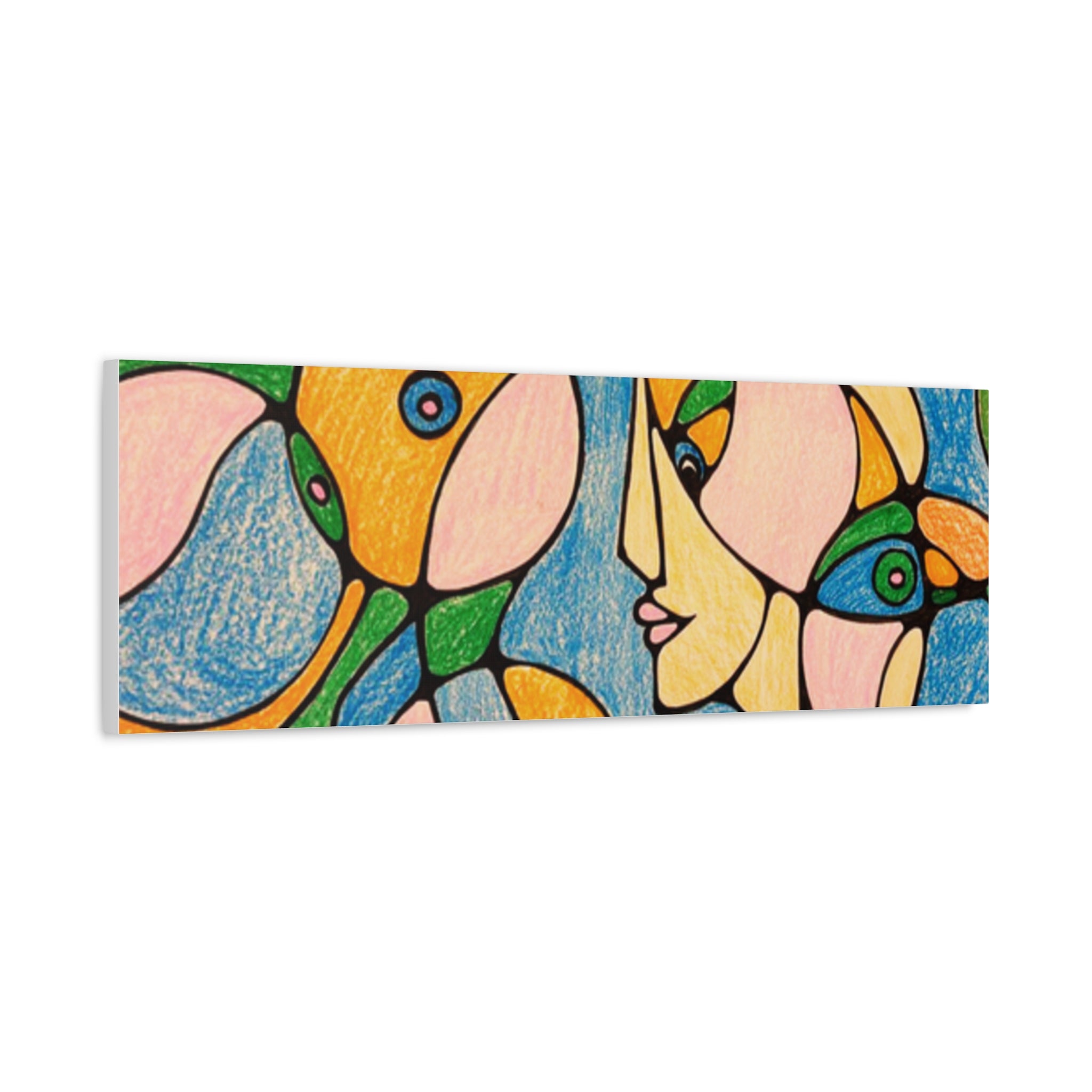 Abstract Colorful Faces Canvas Art, Vibrant Modern Wall Decor, Surreal Cubist Style Matte Print, Stretched 1.25" Ready to Hang