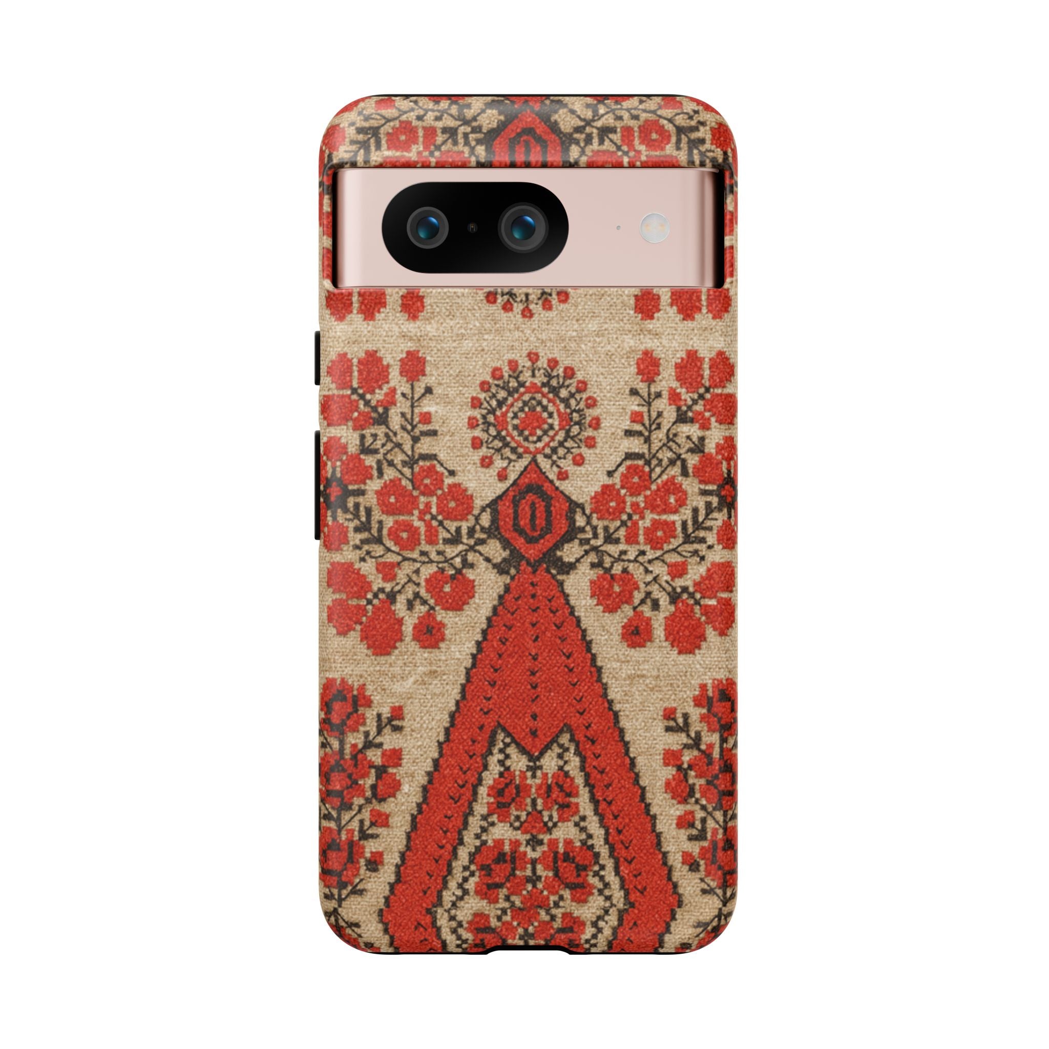 Ukrainian Embroidery Phone Case • Red Black Folk Pattern • Protective Cover with Traditional Berehynia Floral Motifs