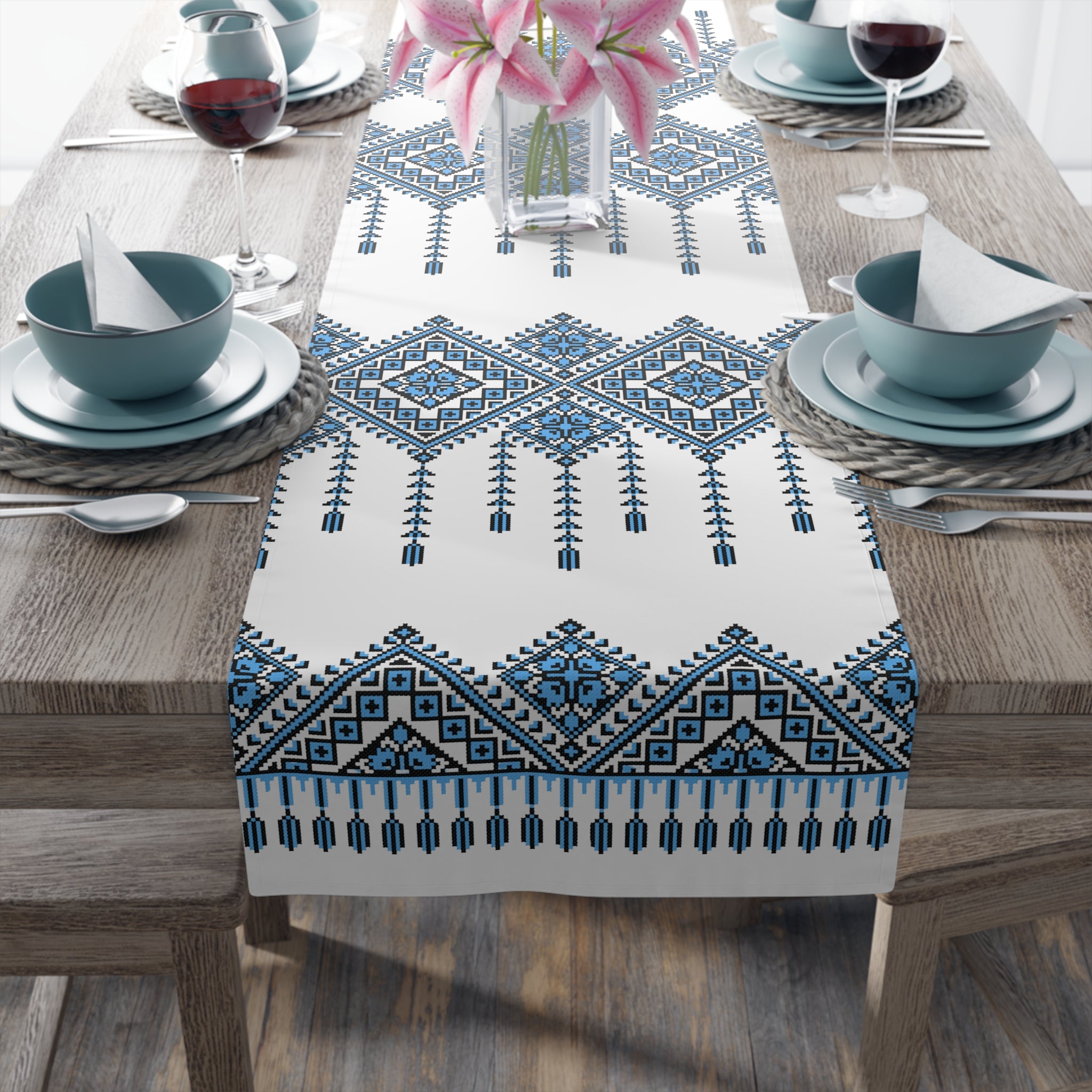 Ukrainian Traditional Folk Pattern Table Runner , Vintage Cottage Style, Dining Home Decor, Holiday Table Setting, housewarming