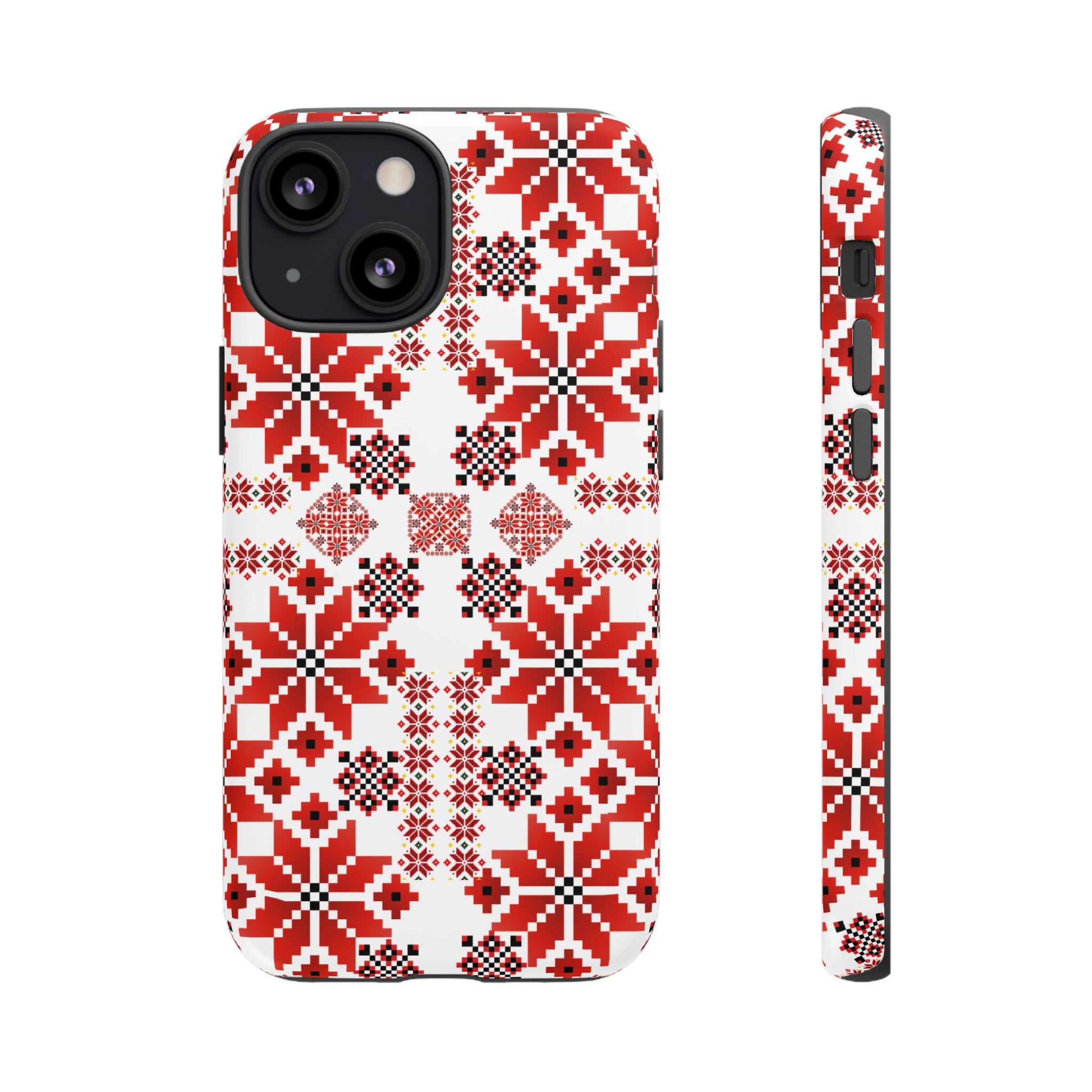 Ukrainian Embroidery Phone Case • Red Black Folk Pattern • Protective Slavic Geometric Cover for iPhone & Samsung