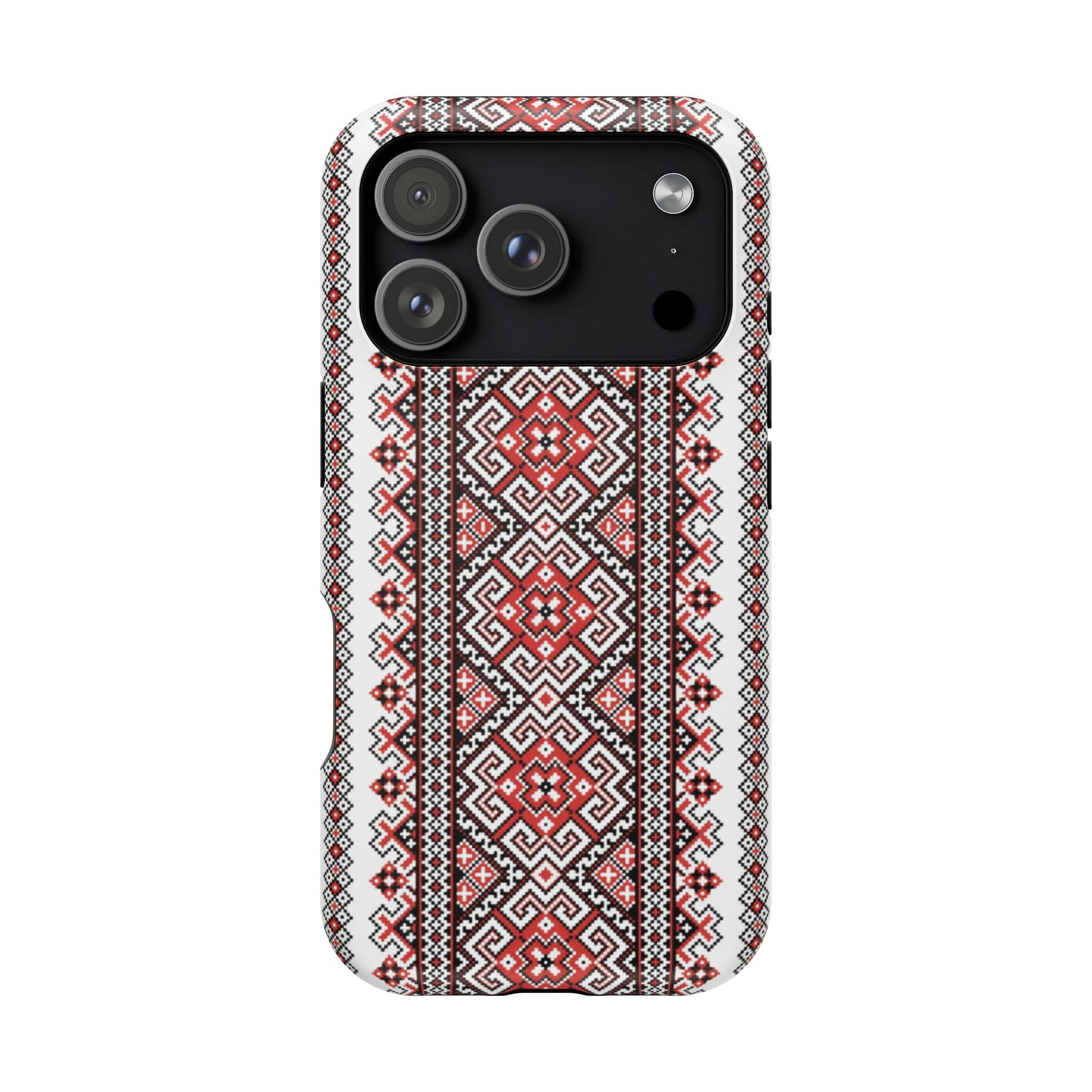Traditional Ukrainian Red-Black Pattern Phone Case | Magnetic Impact-Resistant Case