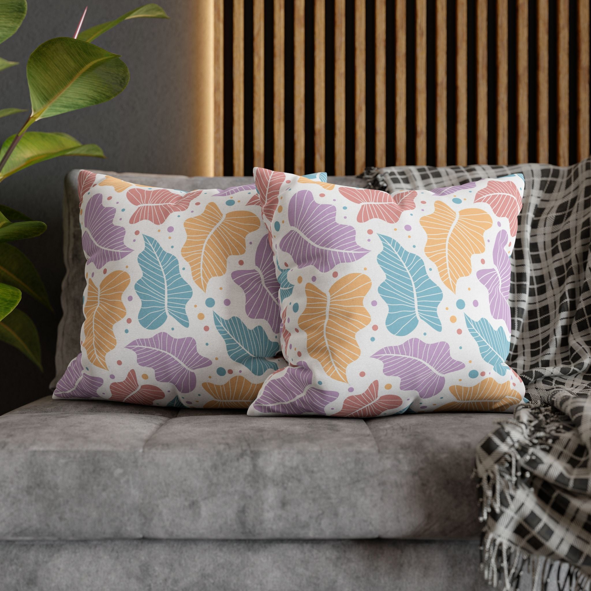 Pastel Leaf Pillow Cover