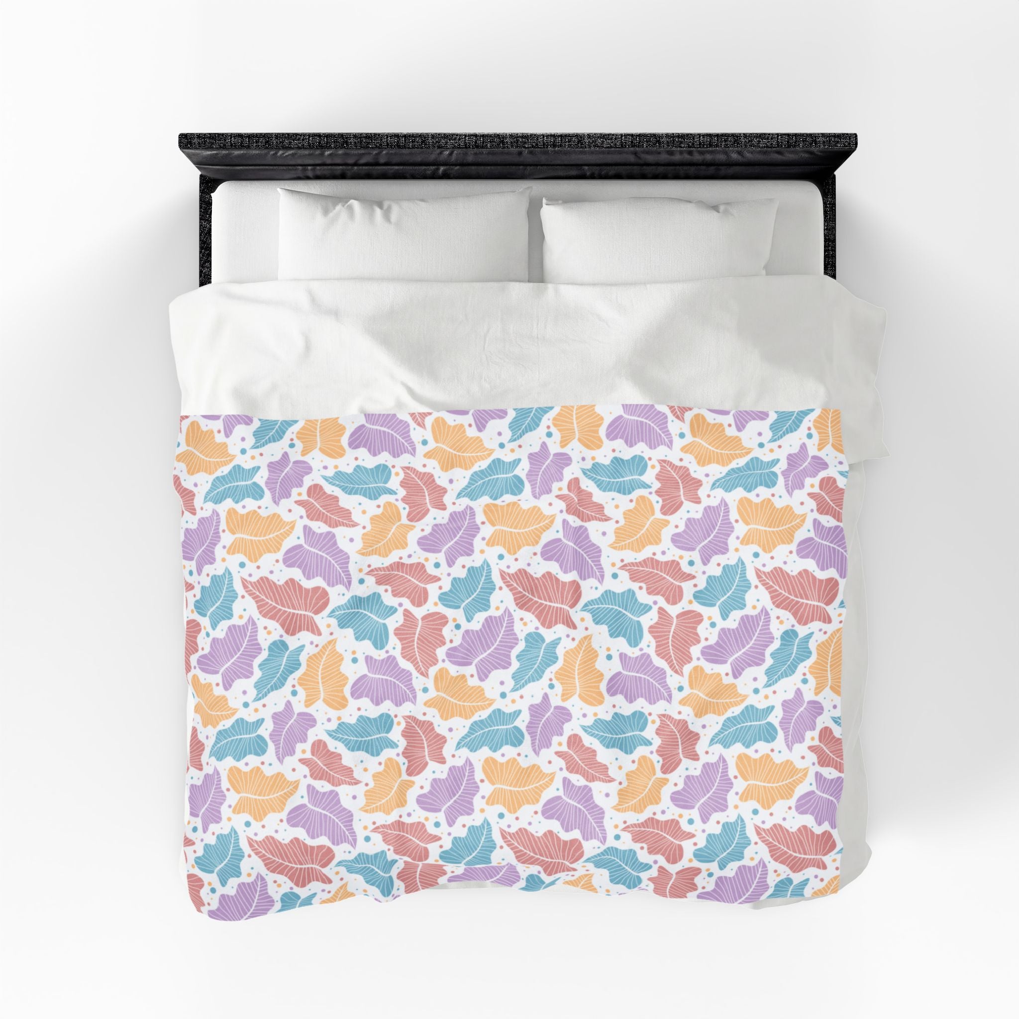 Pastel Leaf Plush Blanket