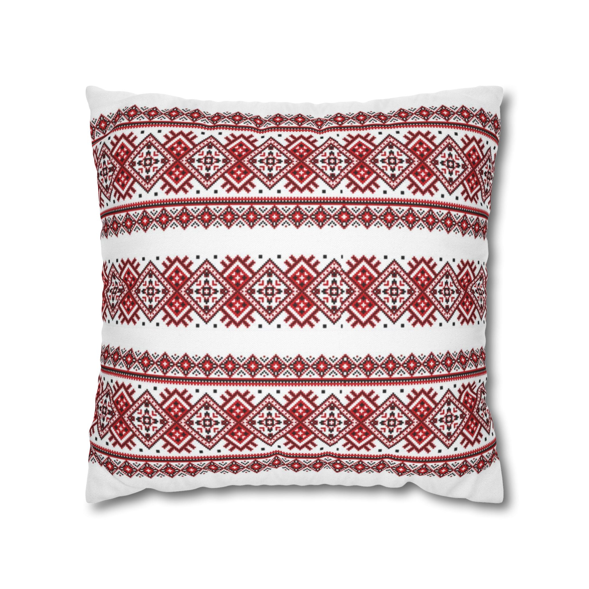 Ukrainian Traditional Red-Black Pattern Pillowcase, Pillow Cover, Gift for parents, Living Room Decor bedroom, housewarming, cottagecore