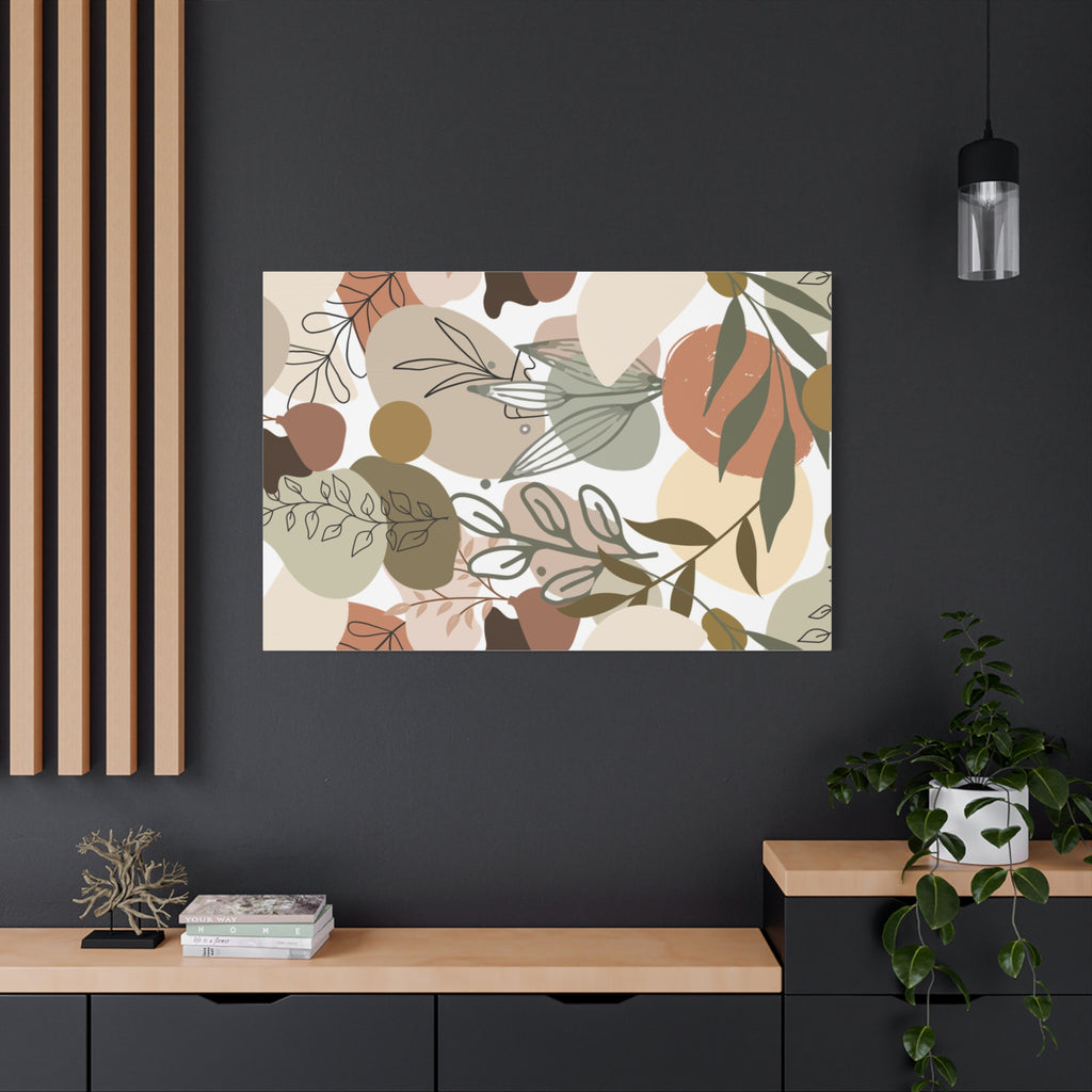 Abstract Modern Botanical Wall Art, Minimalist Line Art Canvas, Neutral Aesthetic Home Decor Print for Living Room or Bedroom, Matte Print, Stretched 1.25" Ready to Hang
