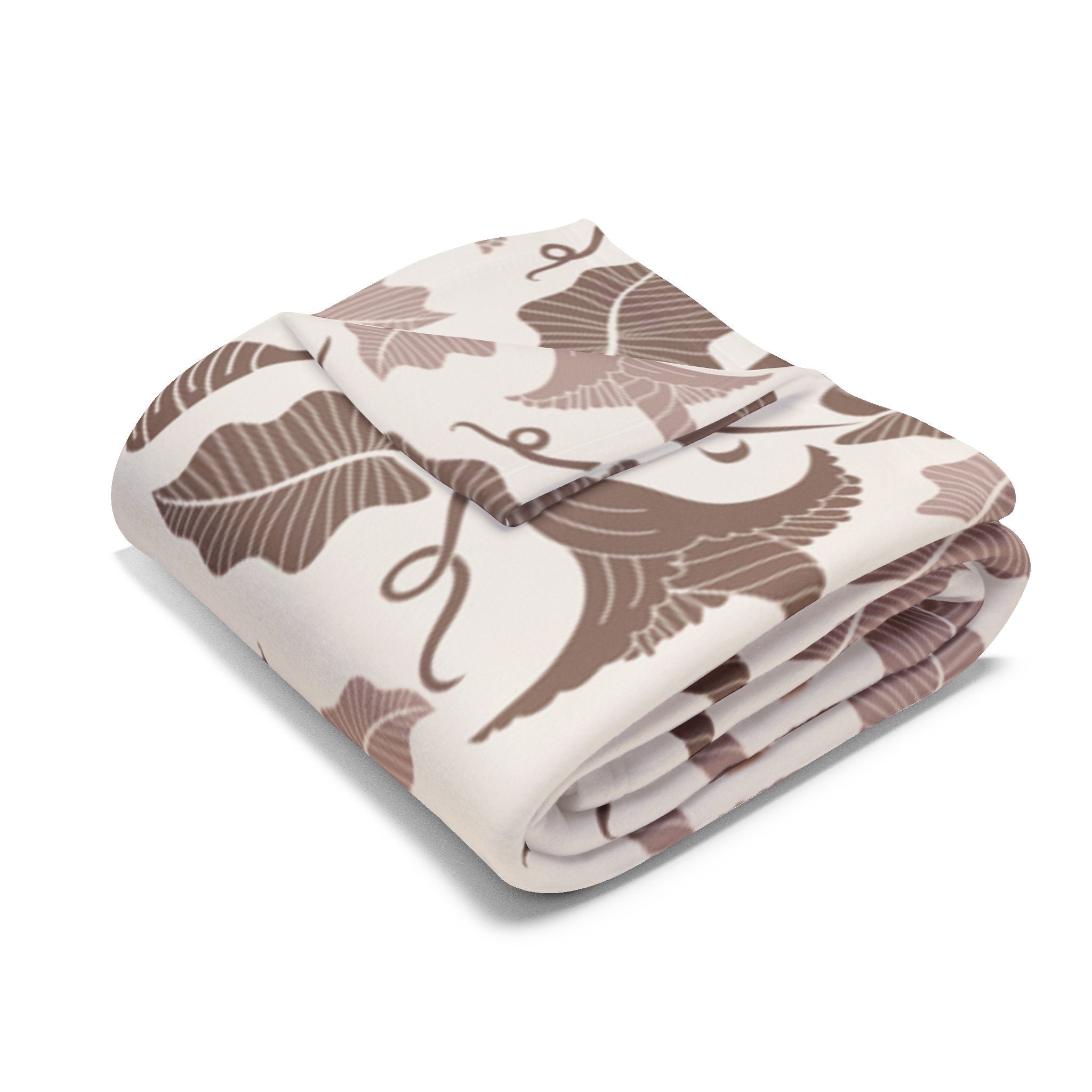 Beige Leaves Arctic Fleece  Blanket, Nature Home Decor,Throw over Lap, beige Background,gift for parents, bedroom, housewarming,cottage core