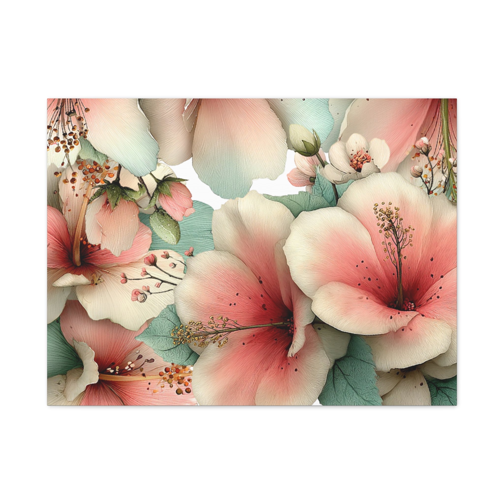 Pastel Floral Matte Canvas Wall Art, Soft Botanical Print, Modern Home Decor, Watercolor Flower Artwork, Stretched 1.25" Canvas