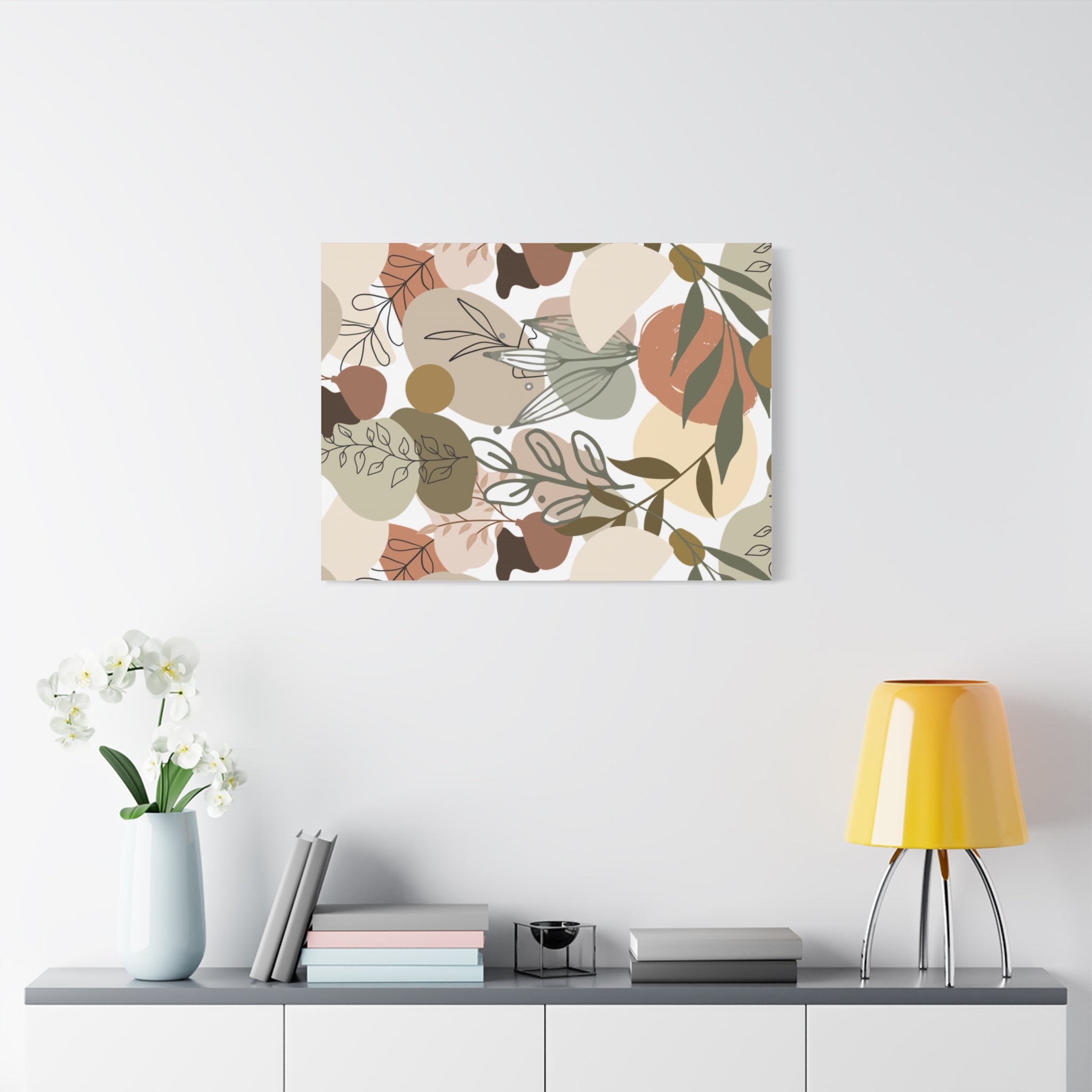 Abstract Modern Botanical Wall Art, Minimalist Line Art Canvas, Neutral Aesthetic Home Decor Print for Living Room or Bedroom, Matte Print, Stretched 1.25" Ready to Hang