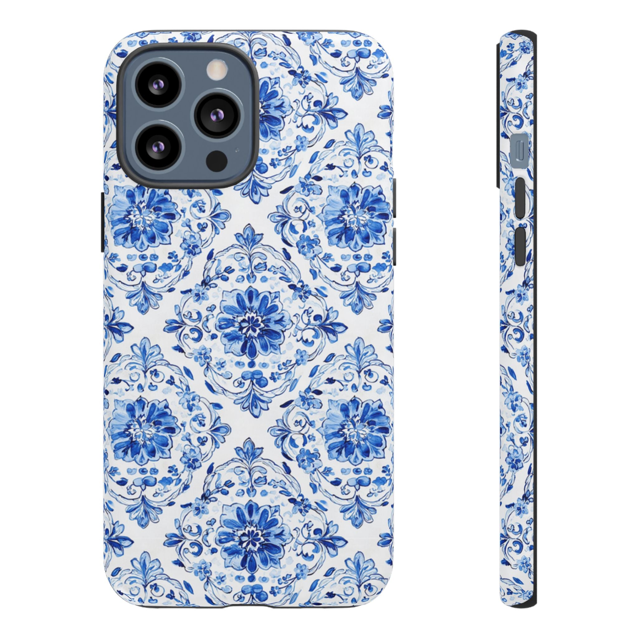 Blue Floral Tile Phone Case | Tough Case