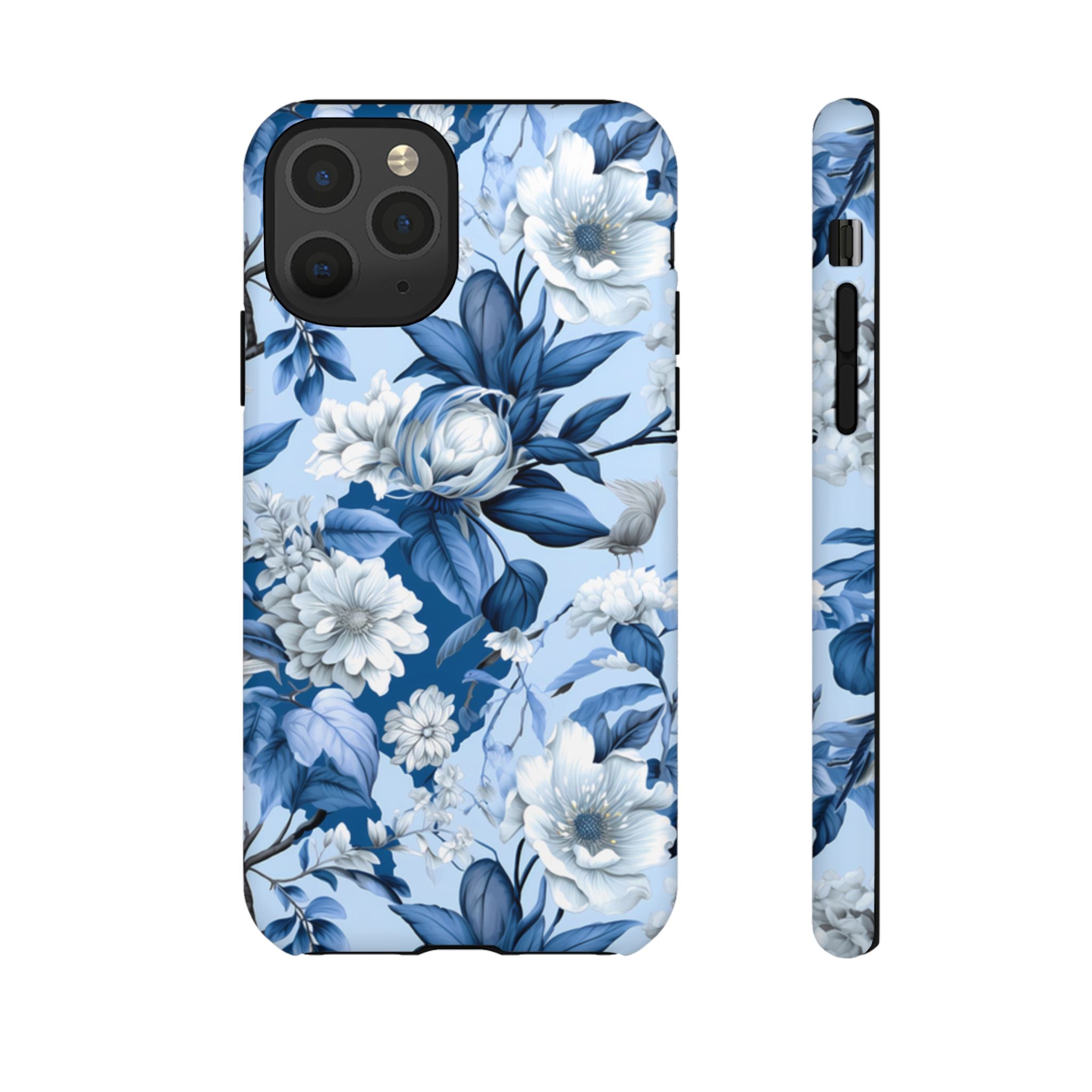 Blue Floral Watercolor Pattern Tough Case, Blue Rose Phone Case