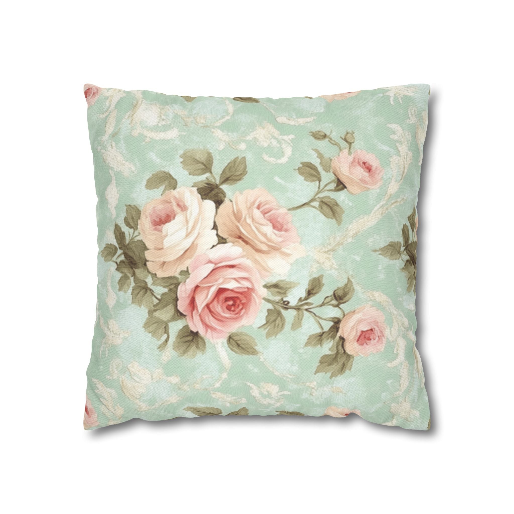 Vintage Pink Rose Pattern Pillowcase | Floral Throw Pillowcase
