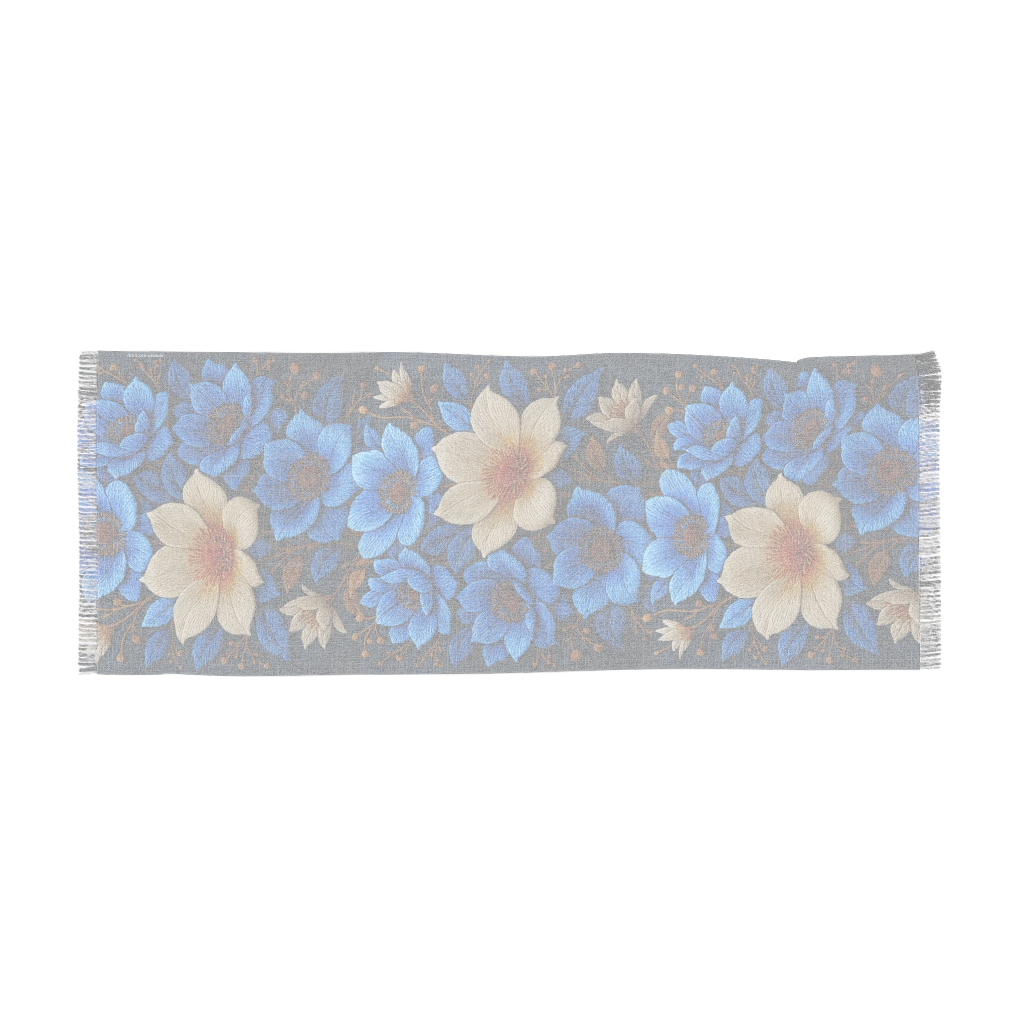 Midnight Symphony Floral Scarf | Navy Blue & Cream Botanical Shawl & Summer Wrap