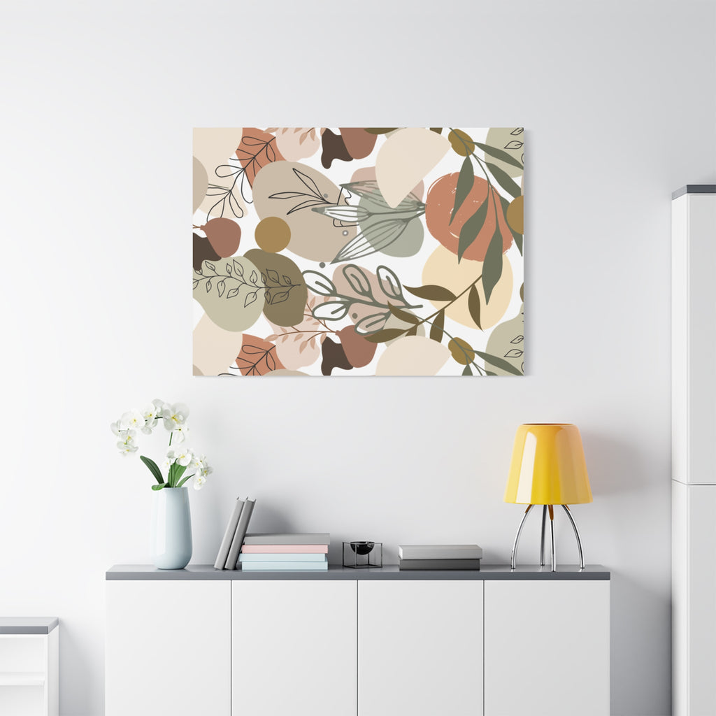 Abstract Modern Botanical Wall Art, Minimalist Line Art Canvas, Neutral Aesthetic Home Decor Print for Living Room or Bedroom, Matte Print, Stretched 1.25" Ready to Hang