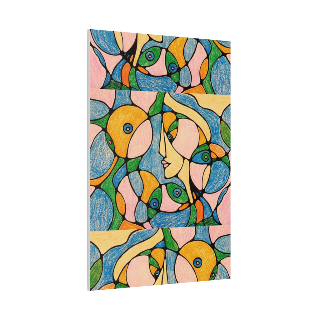 Abstract Colorful Faces Canvas Art, Vibrant Modern Wall Decor, Surreal Cubist Style Matte Print, Stretched 1.25" Ready to Hang