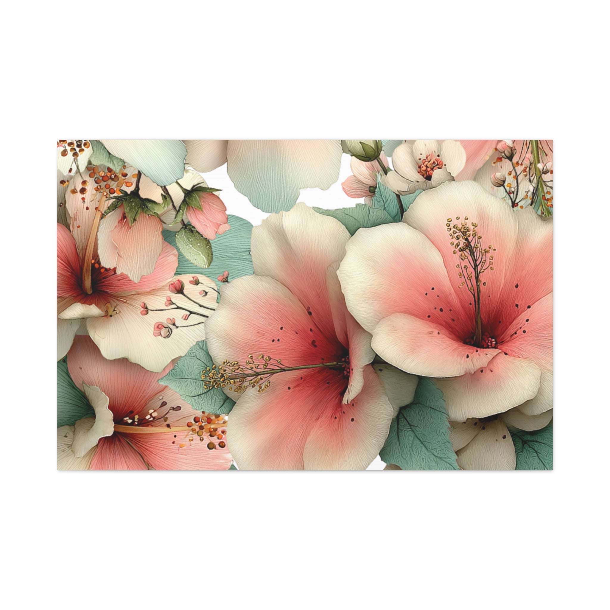 Pastel Floral Matte Canvas Wall Art, Soft Botanical Print, Modern Home Decor, Watercolor Flower Artwork, Stretched 1.25" Canvas