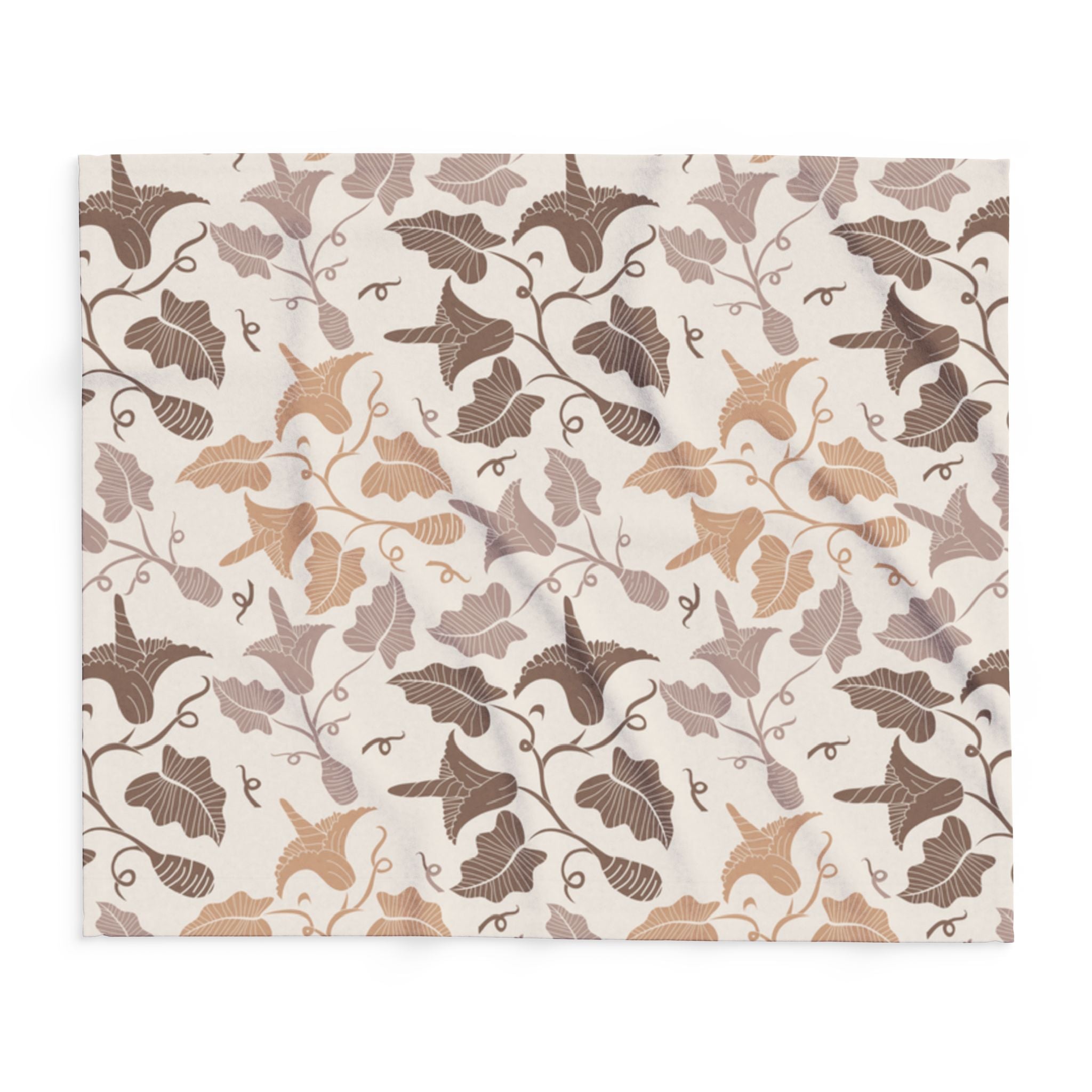 Beige Leaves Fleece Blanket