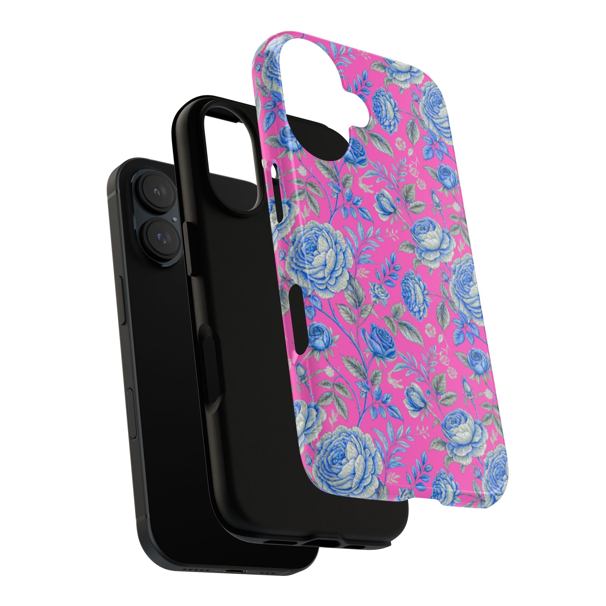 Pink & Blue Rose Floral Tough Phone Case | iPhone & Samsung | Glossy or Matte