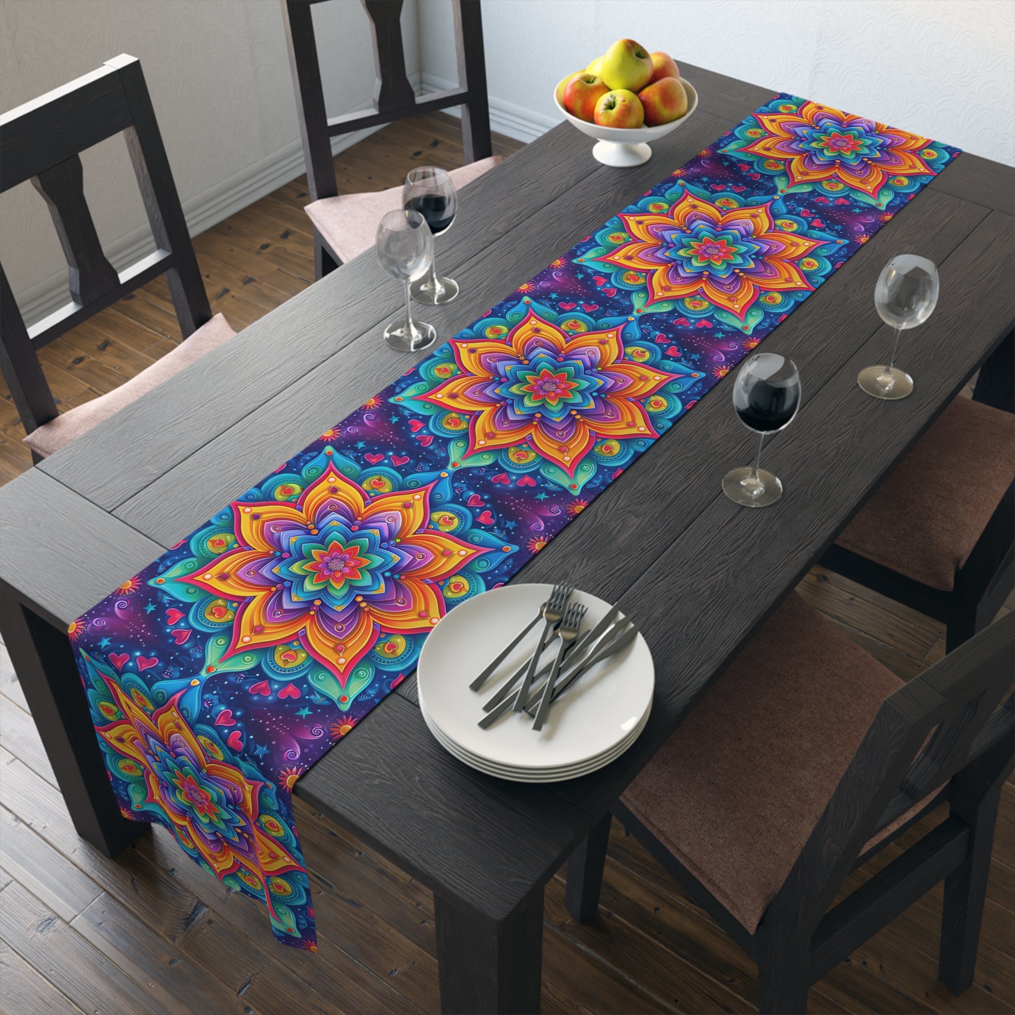 Colorful Mandala Table Runner  Poly, vintage home decor, for parents, housewarming, cottage core