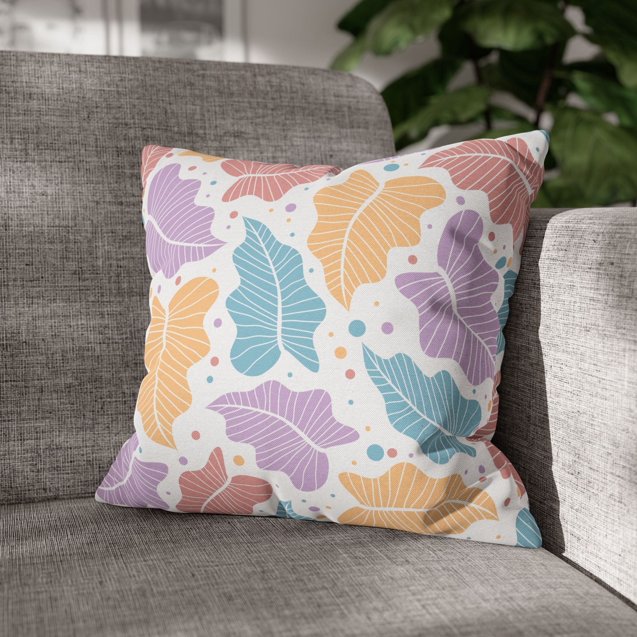 Pastel Leaf Pillow Cover