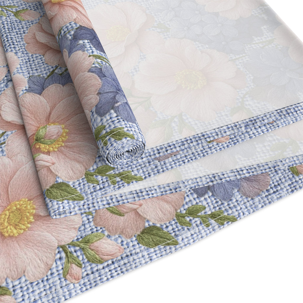 Blush Peony Floral Table Runner | Soft Provence Watercolor Cottagecore Decor