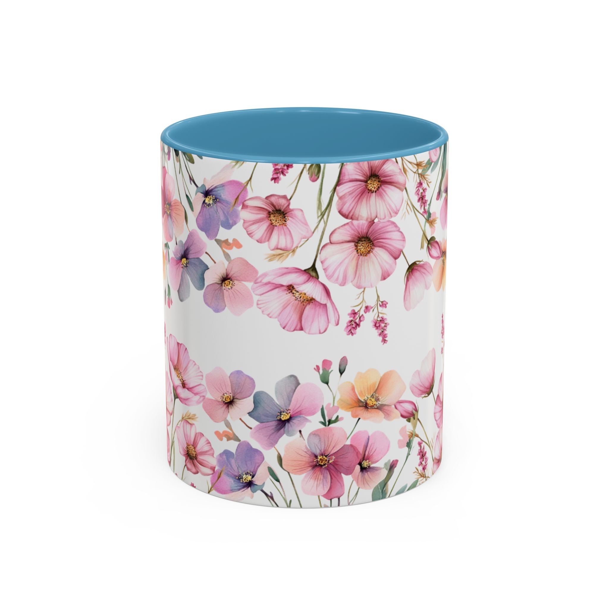Watercolor Wildflower Accent Coffee Mug, Floral Field Flowers | 11oz 15oz